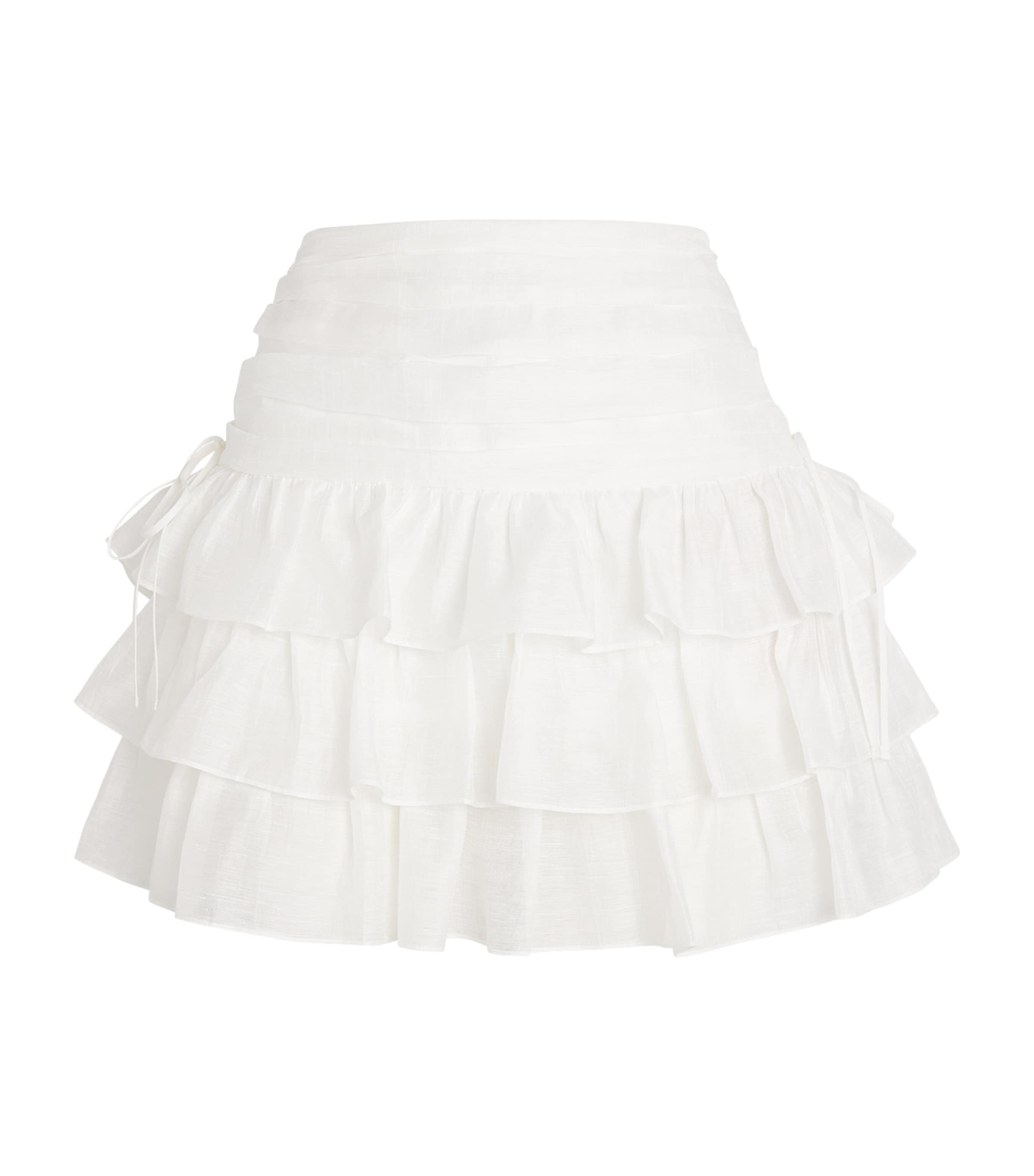 Sandro Short Ruffled Skirt In Beige