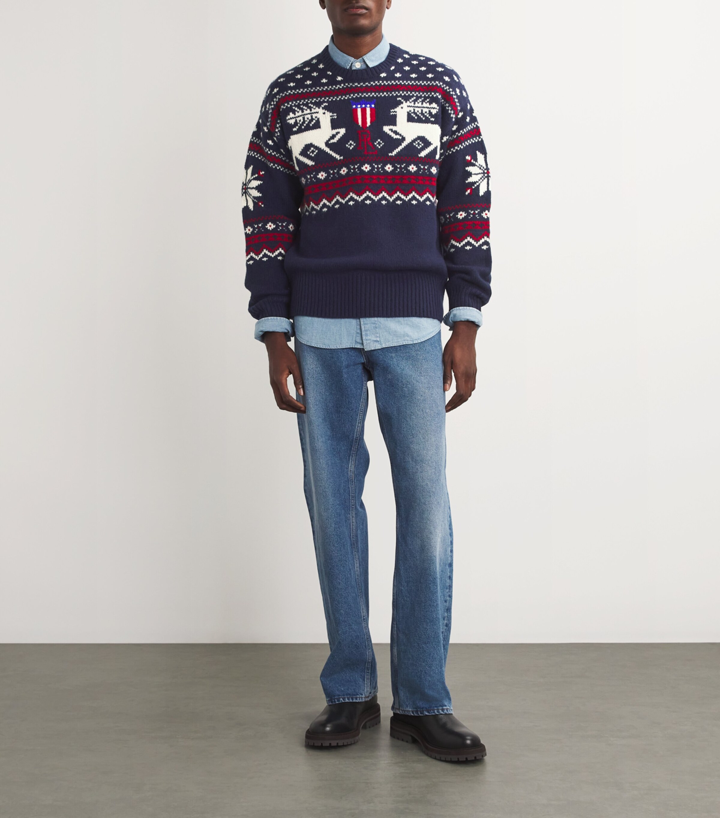 Wool Reindeer Sweater BLUE Image 2