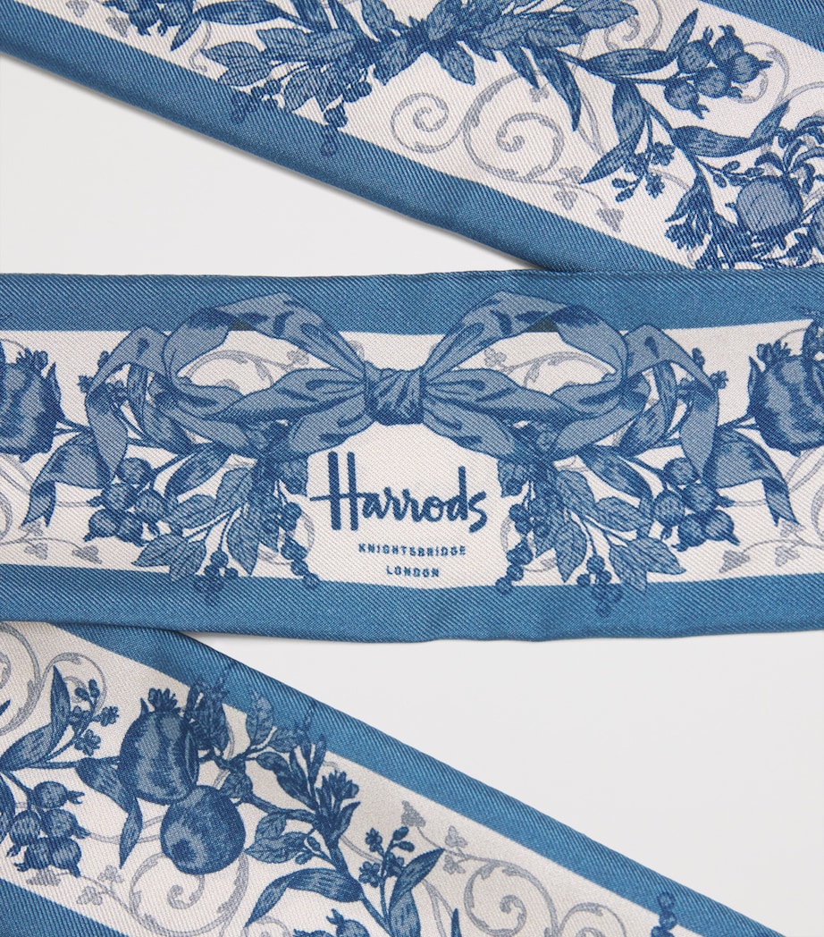 Harrods Silk Menagerie Print Scarf Blue Image 4