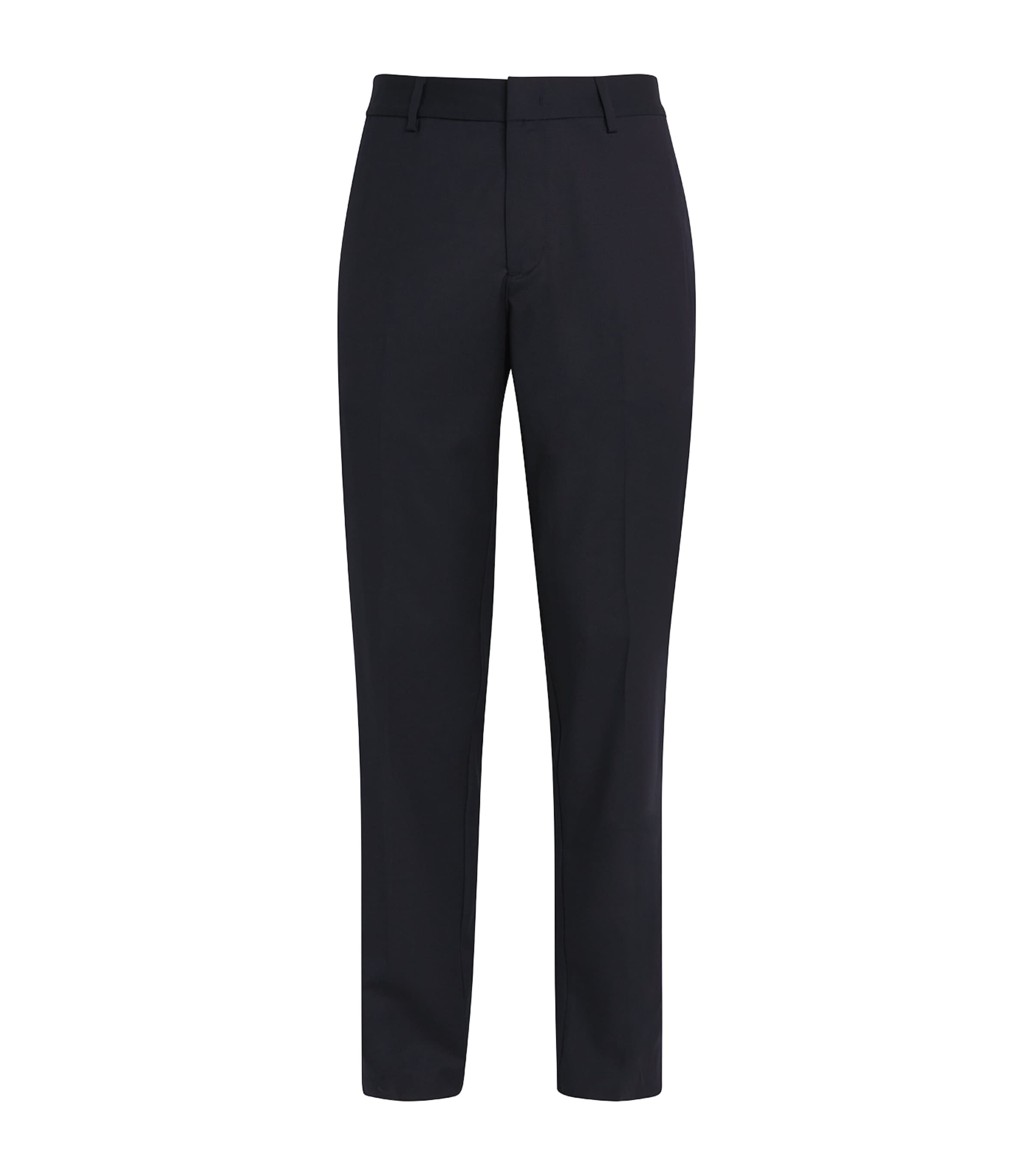 Emporio Armani Wool Straight Trousers In Blue