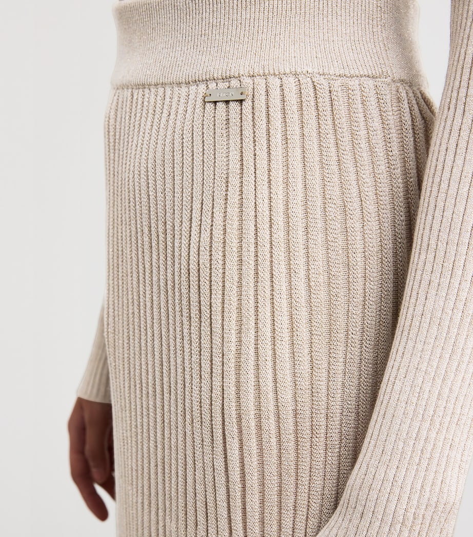 Wool-Blend Shimmer Midi Skirt BEIGE/BEIGE Image 6