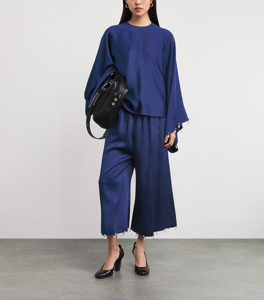 Satin Faux Pearl-Embellished Blouse 4000 NAVY Image 2