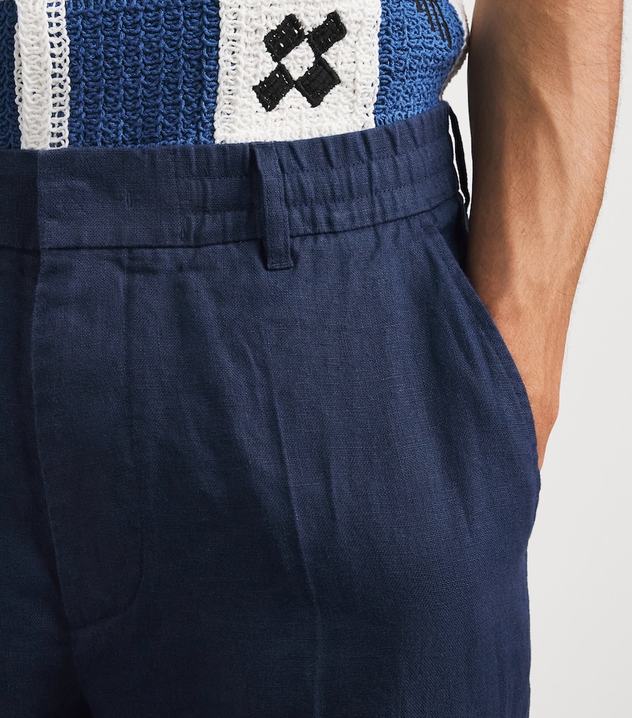 NN.07 Mens Linen Billie Trousers Navy Blue Image 3