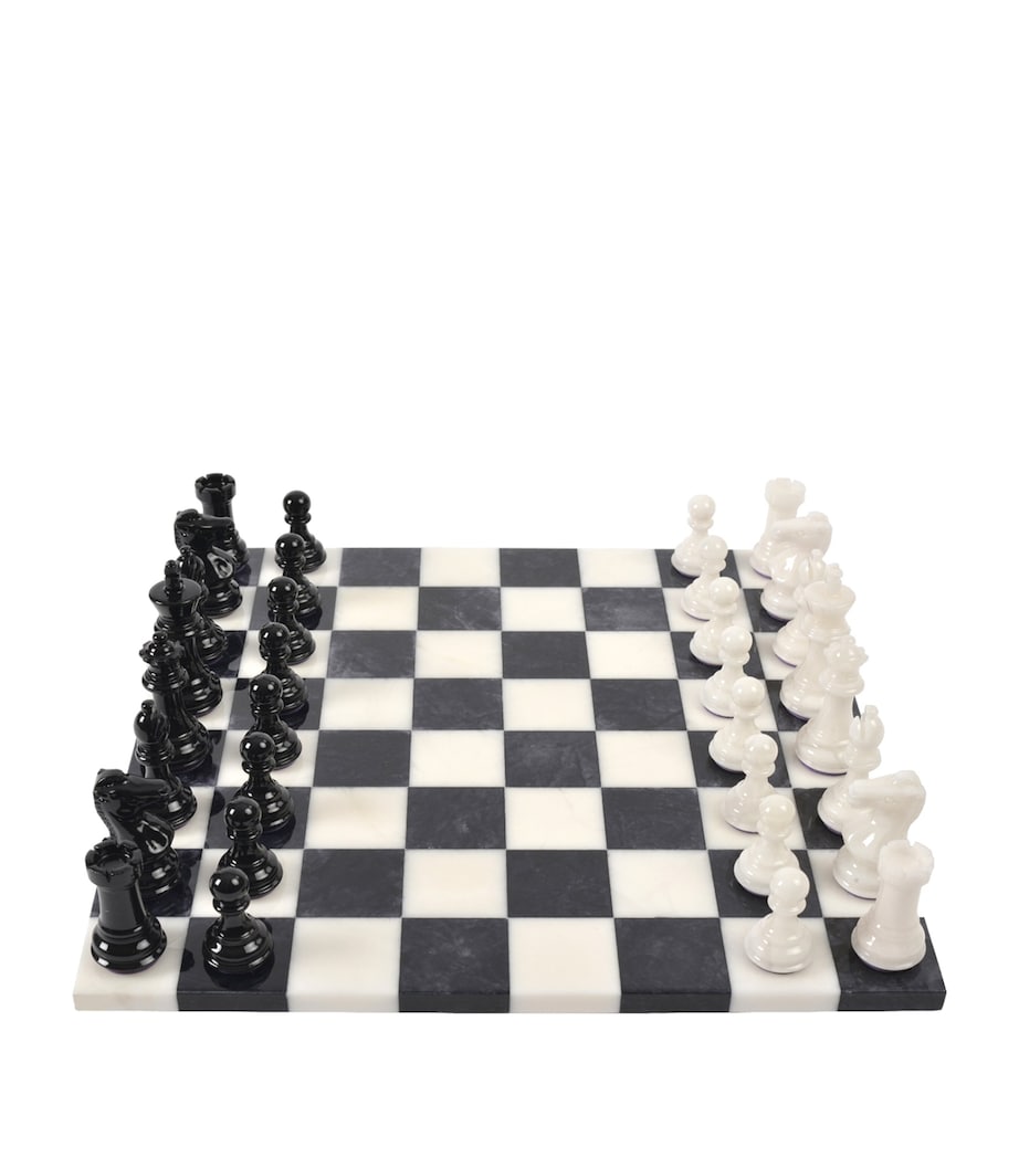 Stone Chess Set BLACK AND WHITE Image 1
