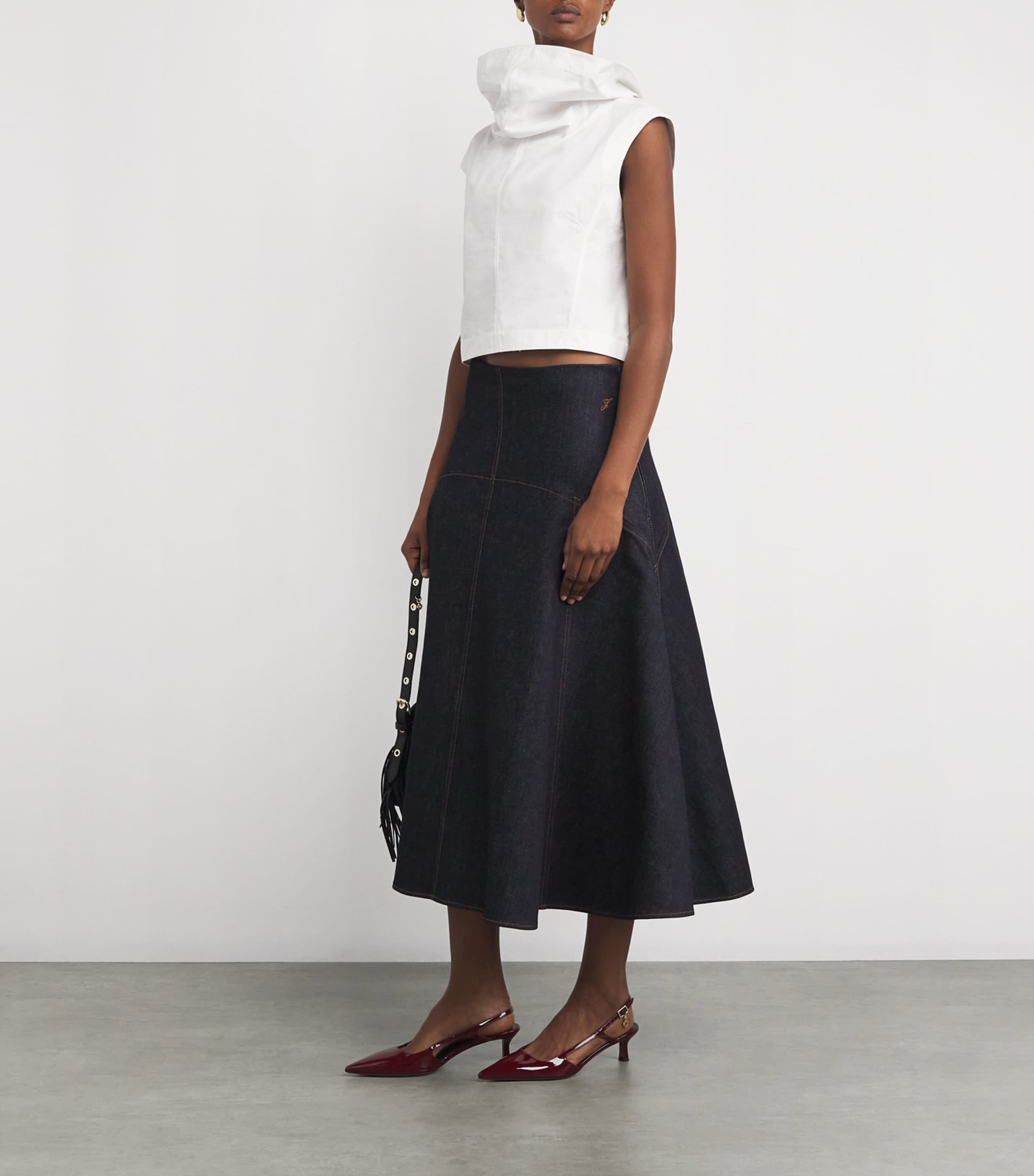 Patent Leather Slingback Pumps 70 BURGUNDY Image 6