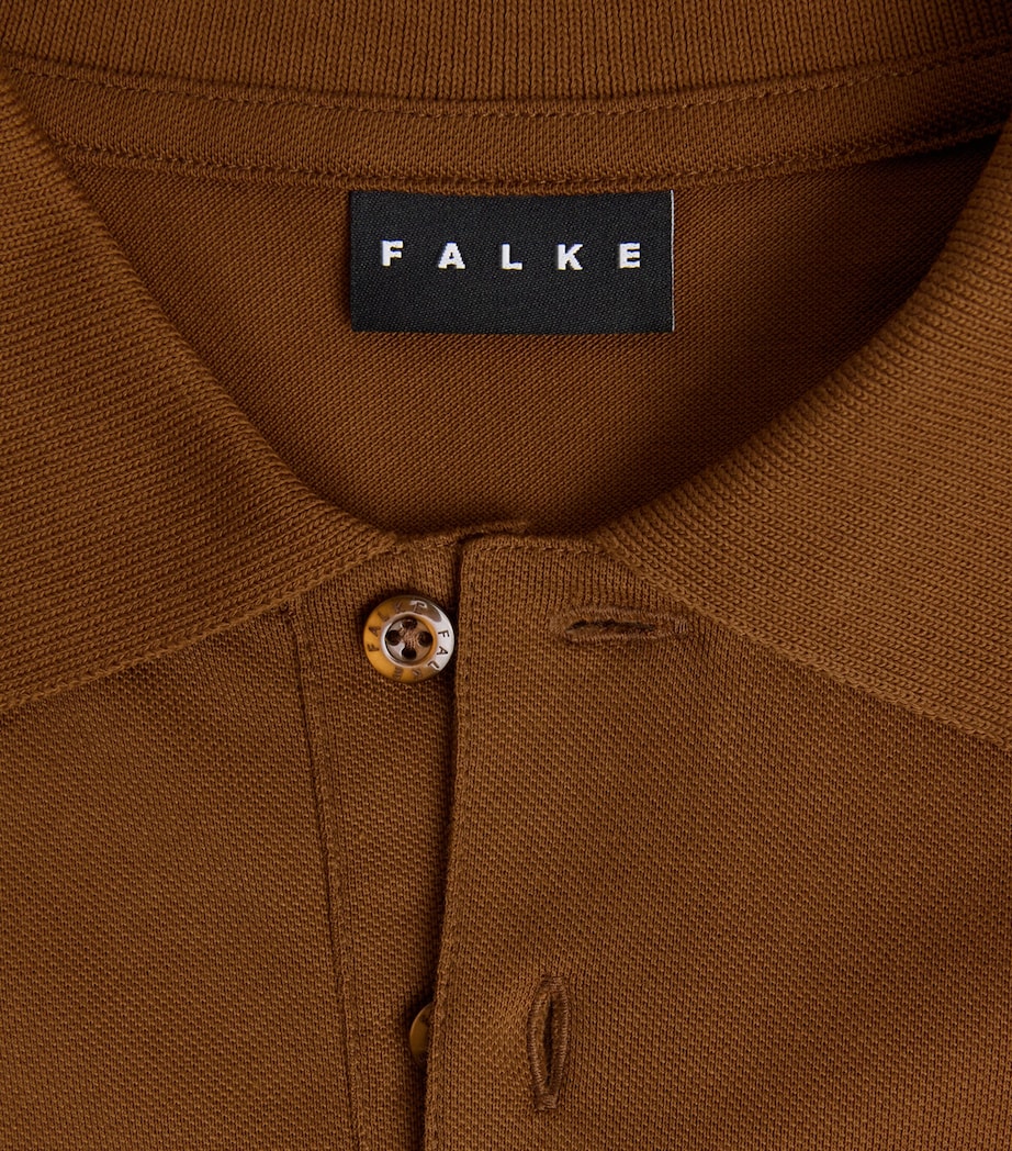Falke Mens Pima Cotton Piqué Polo Shirt Cappucino Image 6
