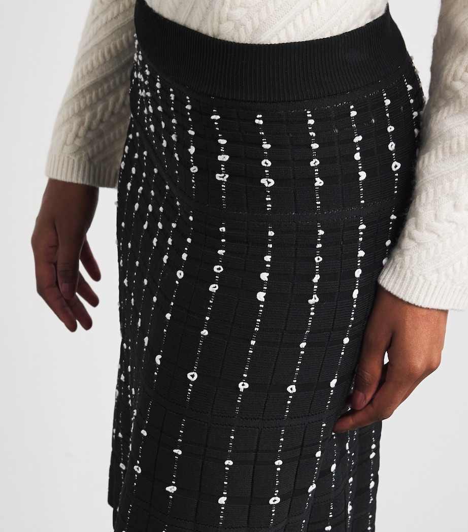 Fragmented Stripes Knitted Midi Skirt BLACK/IVORY Image 6