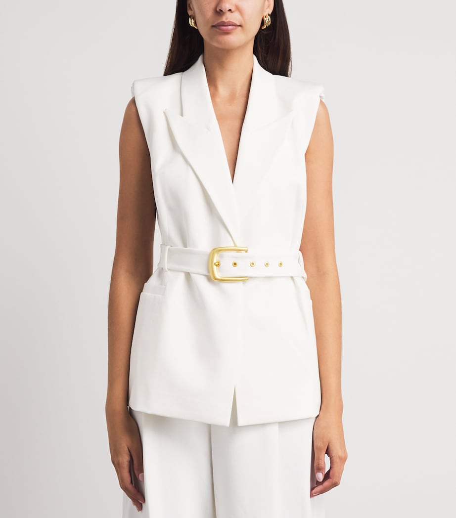 L'Agence Womens Belted Emerly Waistcoat Whit White Image 4
