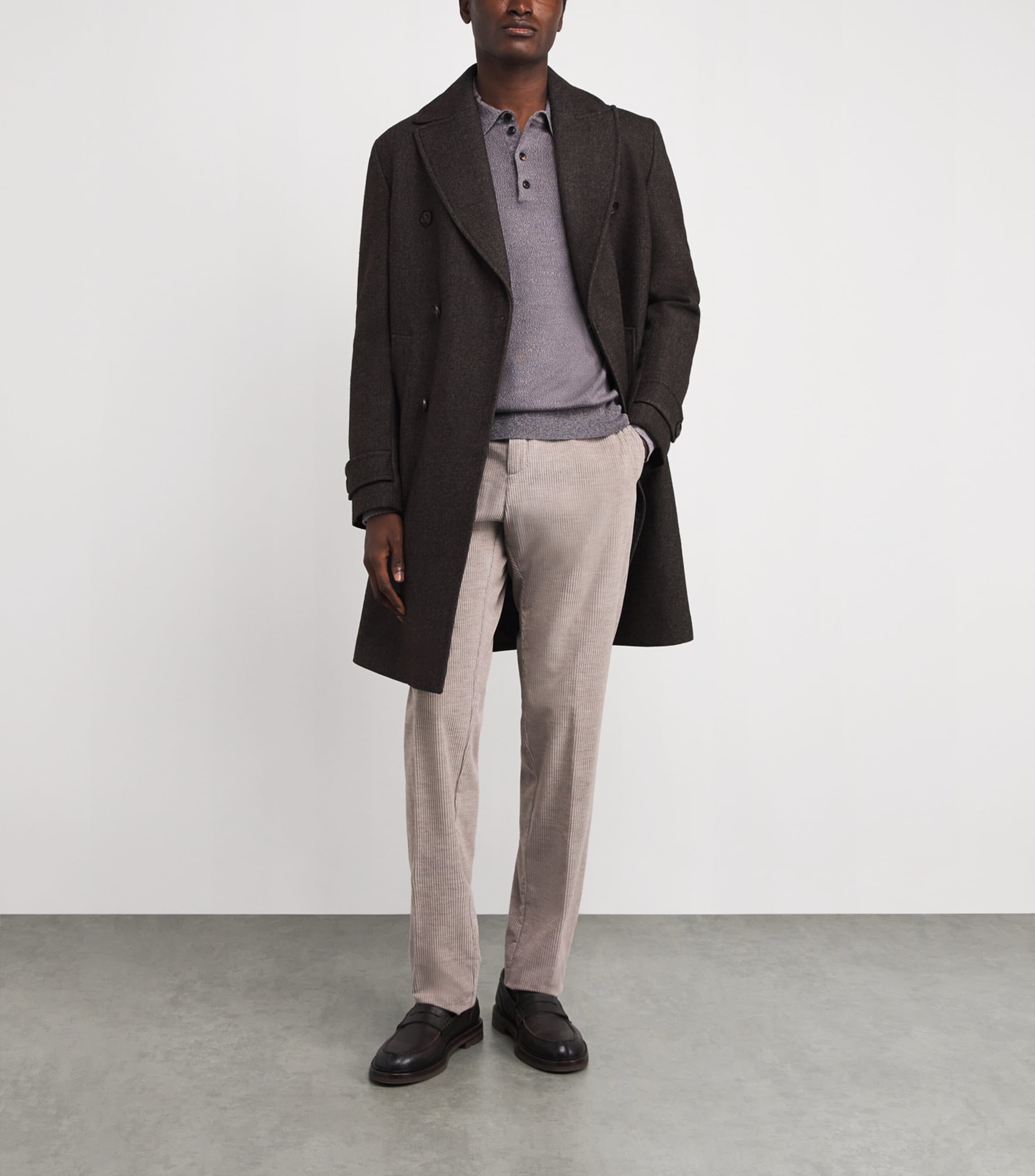 Wool Diamond Cable-Knit Polo Shirt 75 VIOLET Image 2