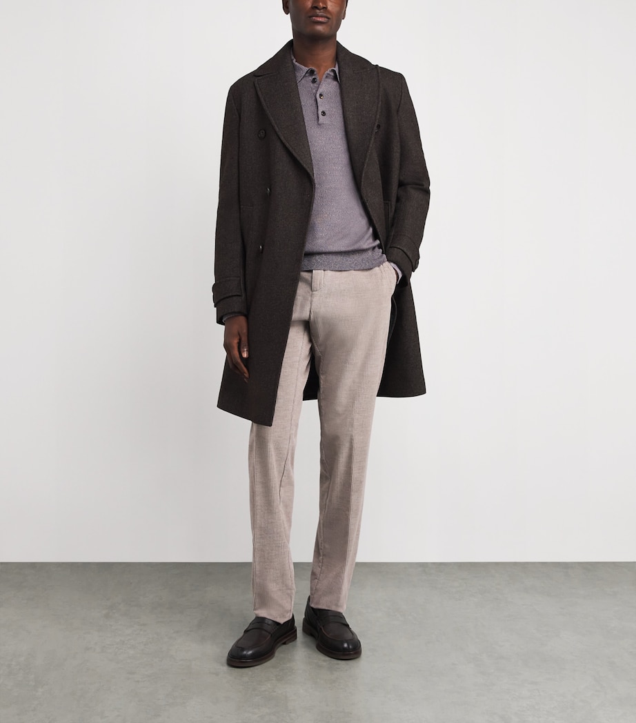 Wool Diamond Cable-Knit Polo Shirt 75 VIOLET Image 2