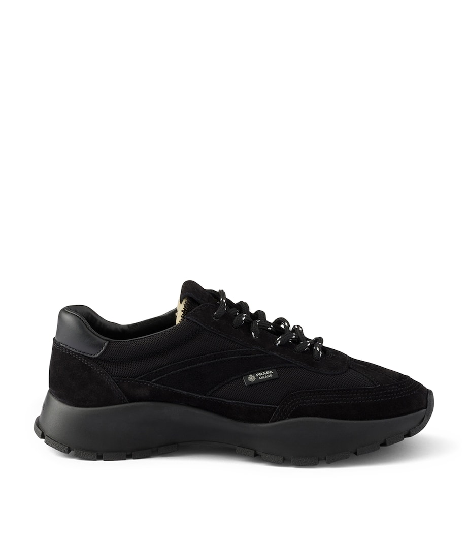 Prada Mesh and Suede Sneakers Black Image 1