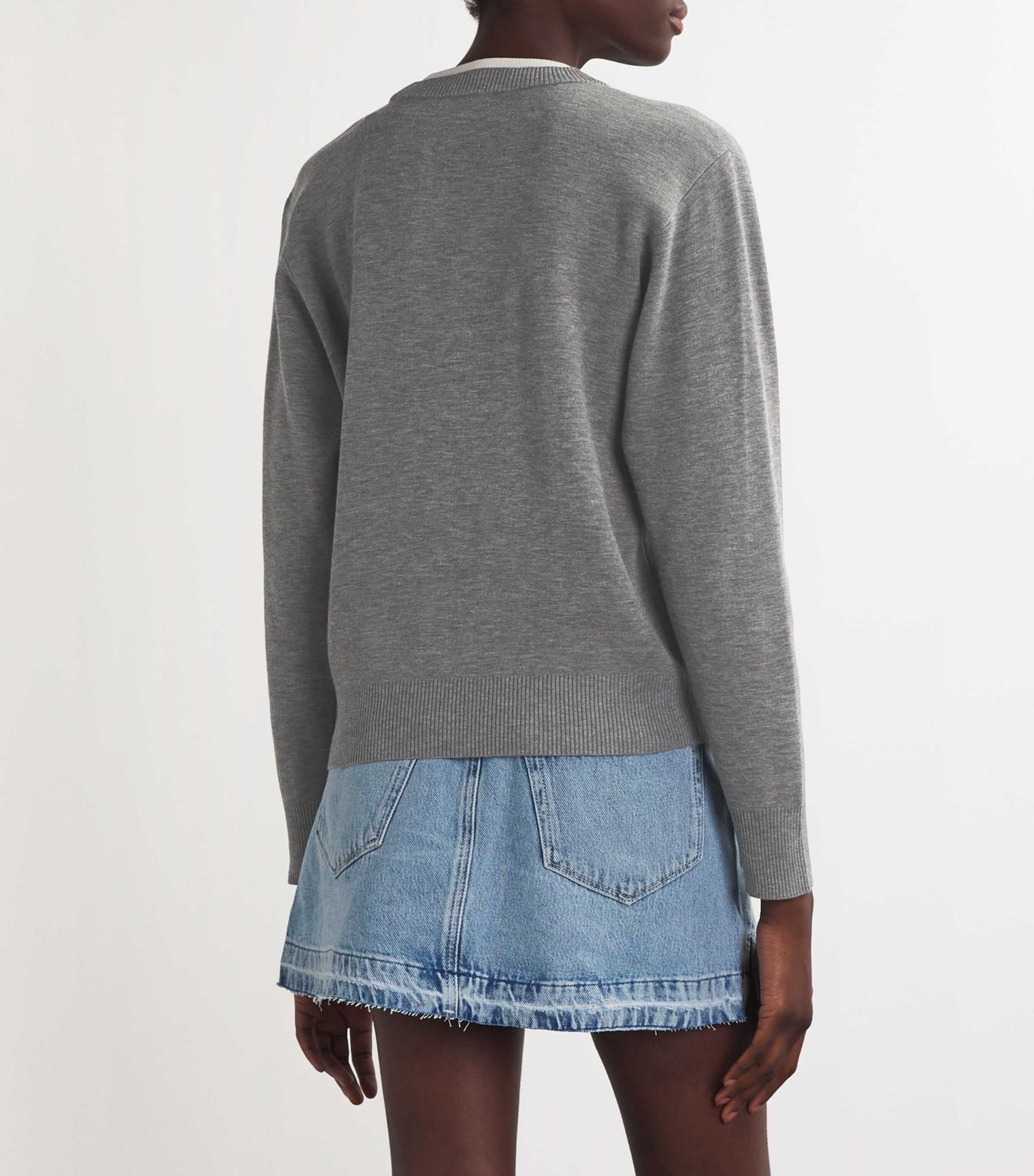 Contrast-Neck Oversized Sweater GREY Image 4