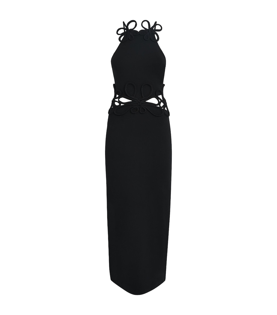 Crochet-Trim Jenna Midi Dress BLACK Image 1