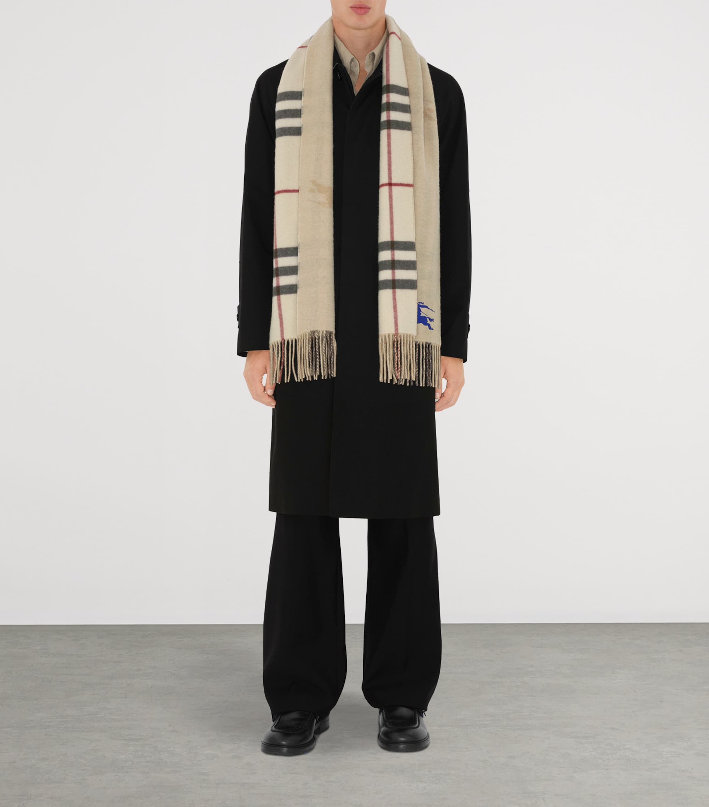 Cashmere Reversible Check EKD Scarf STONE Image 4