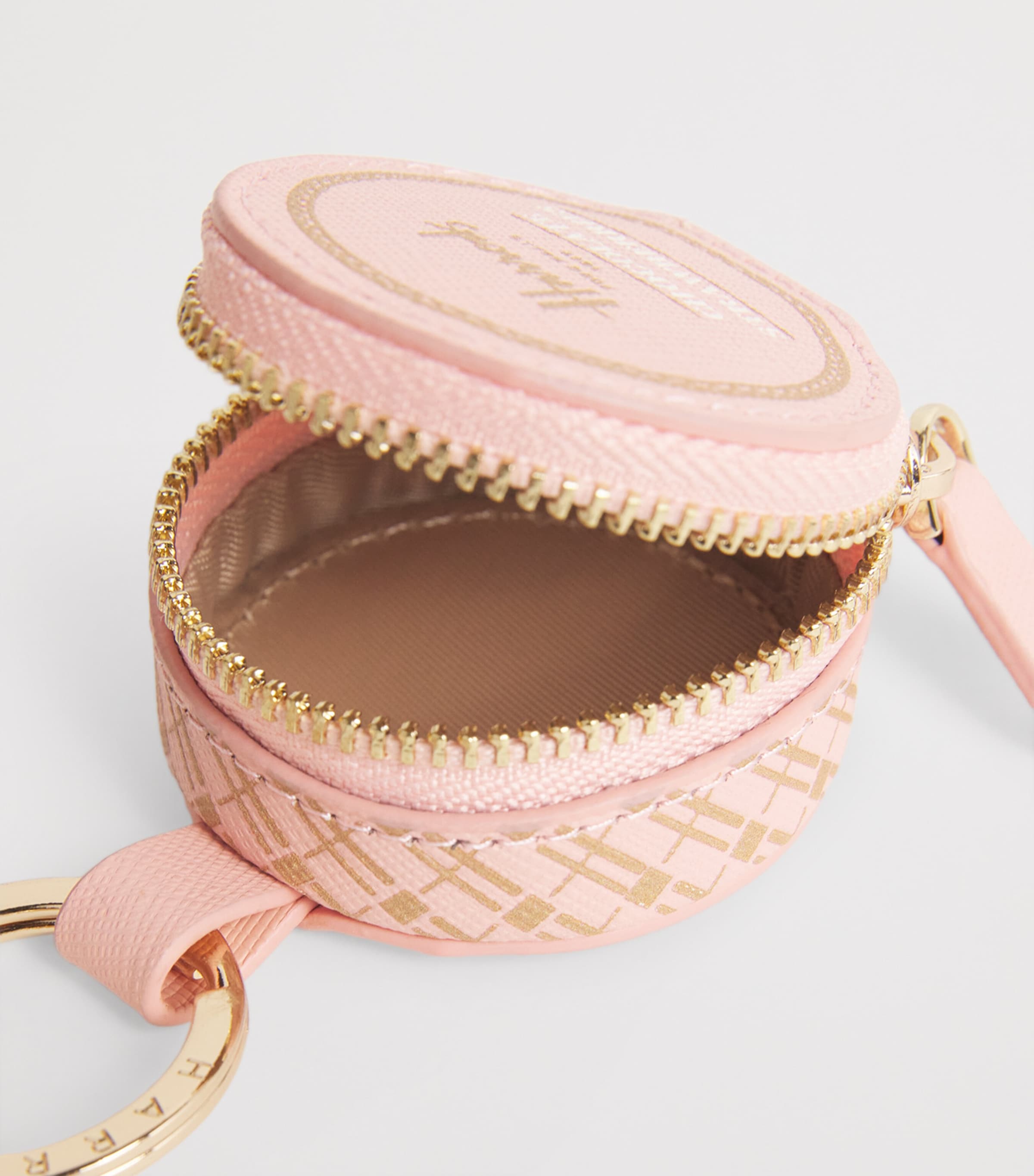 Leather Chocolate-Covered Strawberry Keyring PINK Image 2