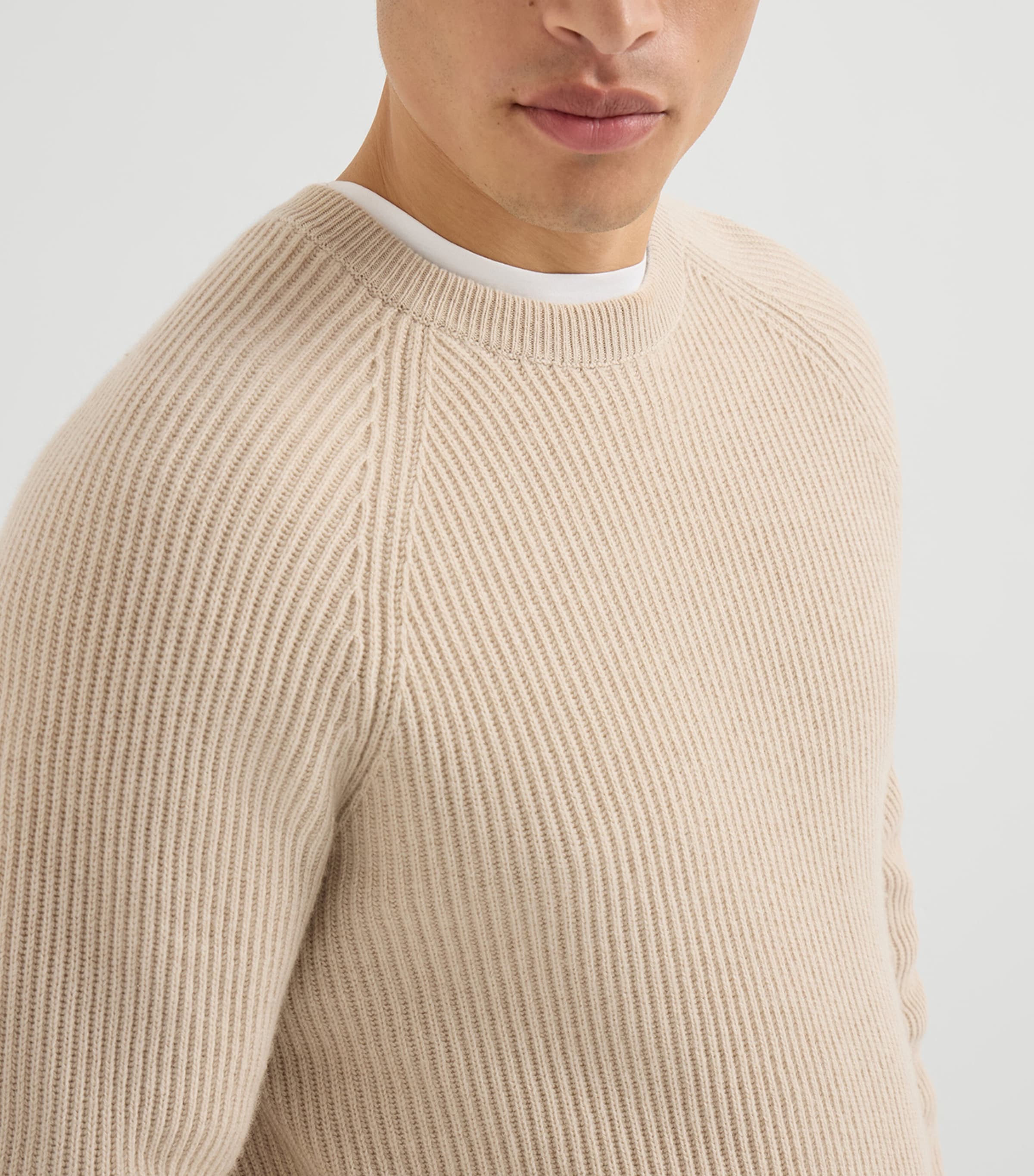 Brunello Cucinelli Beige Cashmere Ribbed Sweater | Harrods US