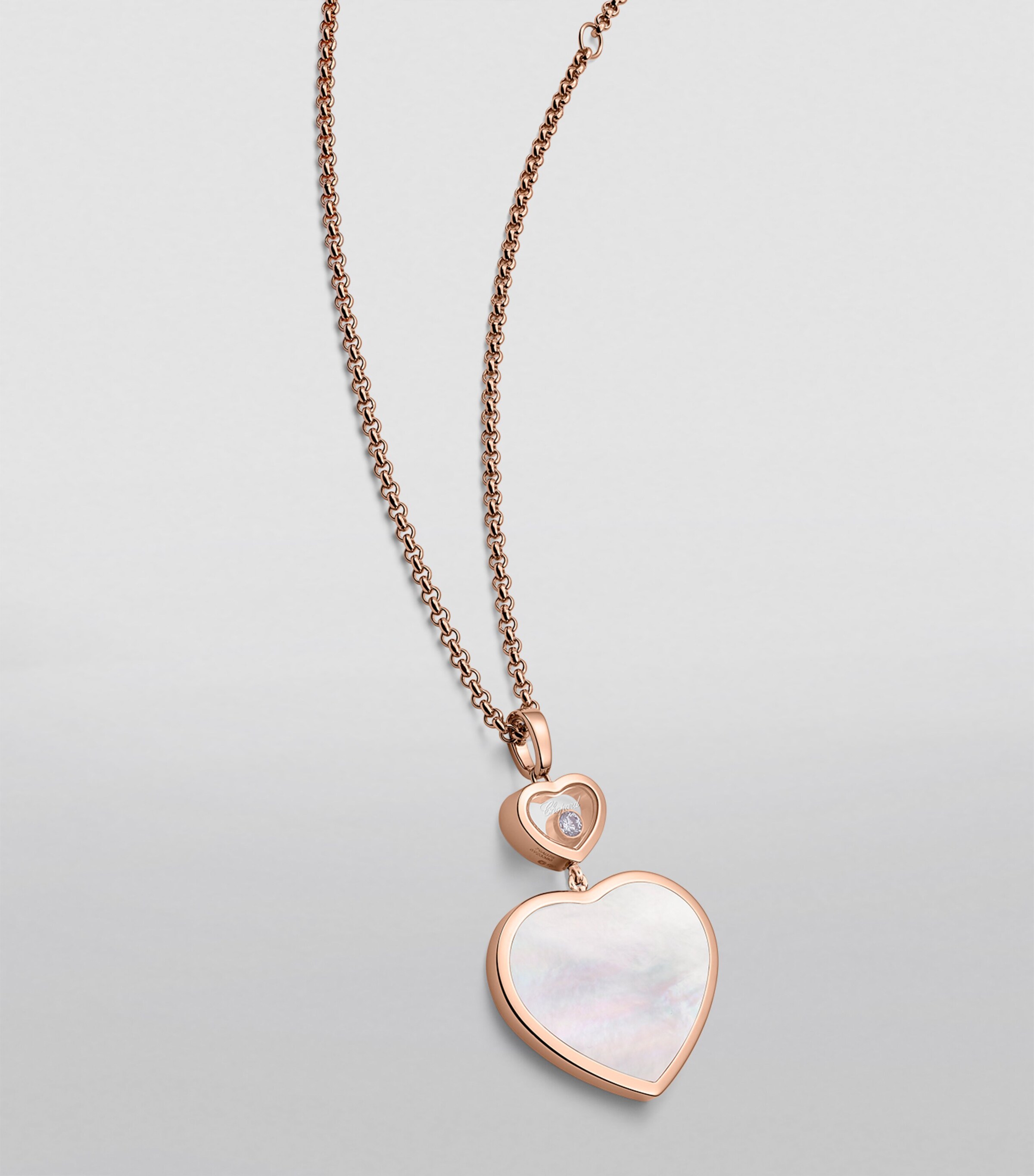 Rose Gold, Diamond and Mother-of-Pearl Happy Hearts Pendant Necklace 18K ROSE GOLD Image 7
