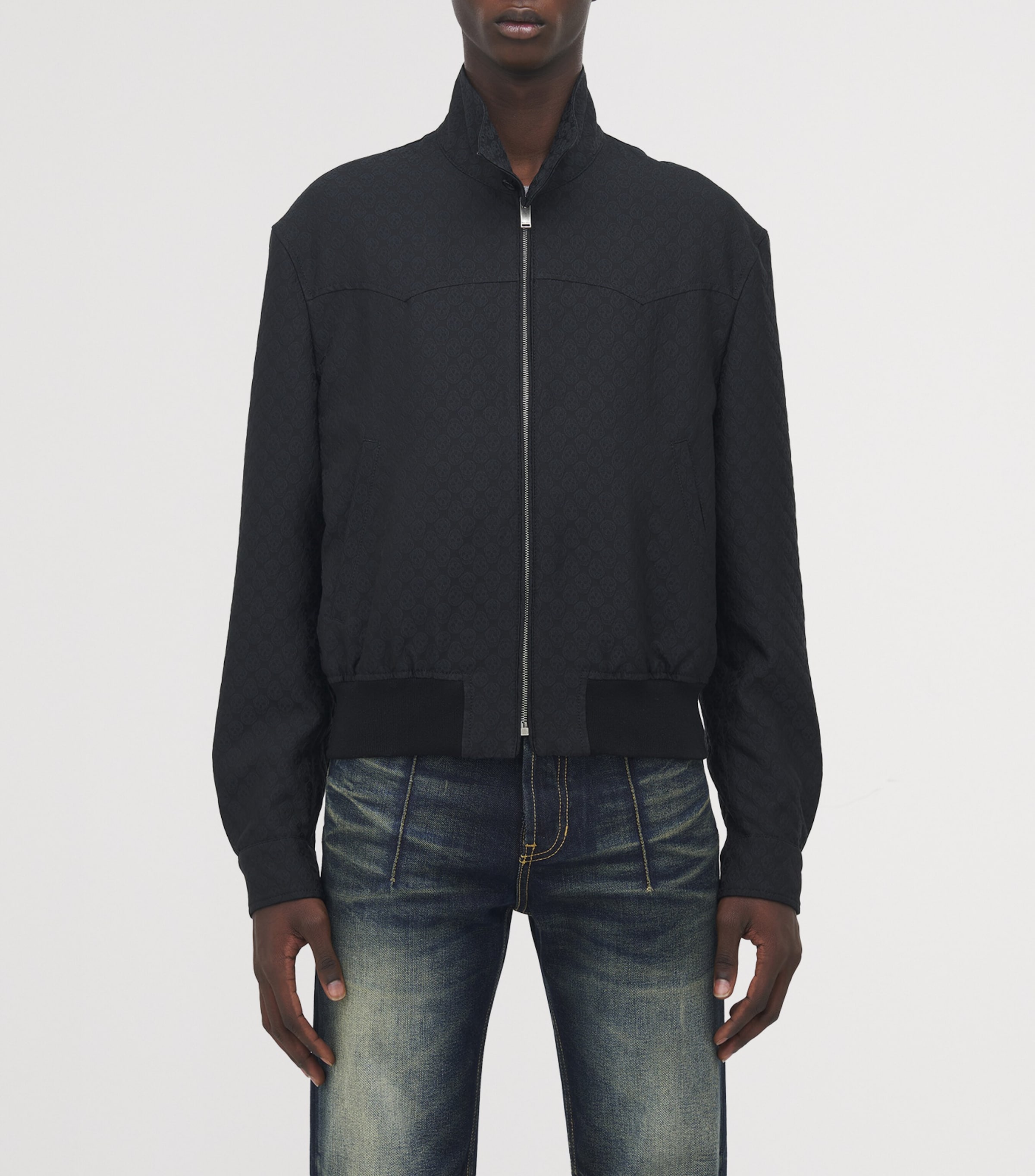 McQueen Skull-Print Cropped Harrington Jacket | Harrods US