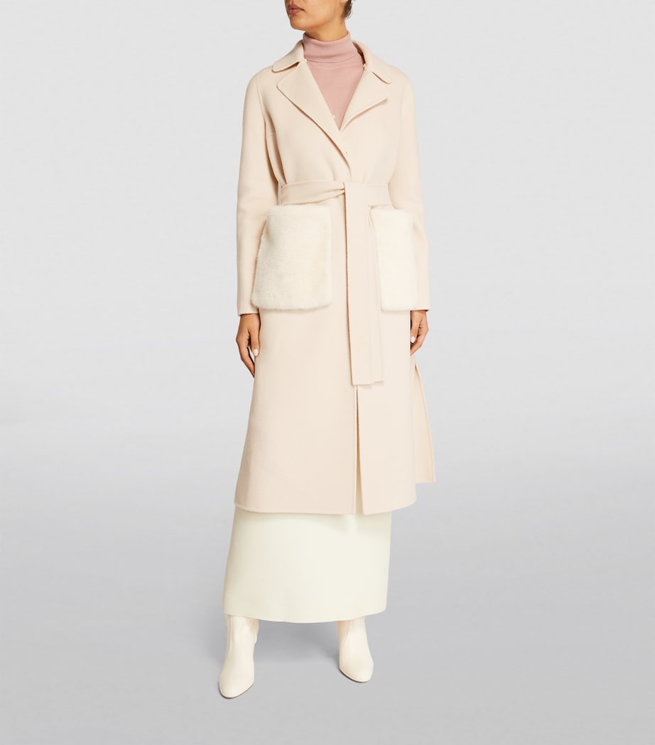 Cashmere-Wool Fox Fur-Trim Coat A2154 Image 6