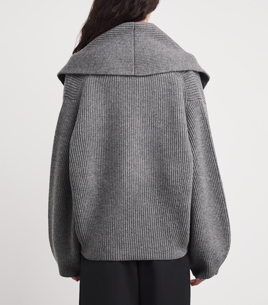 Wool-Blend Shawl Cardigan 020 MID GREY MELANGE Image 4