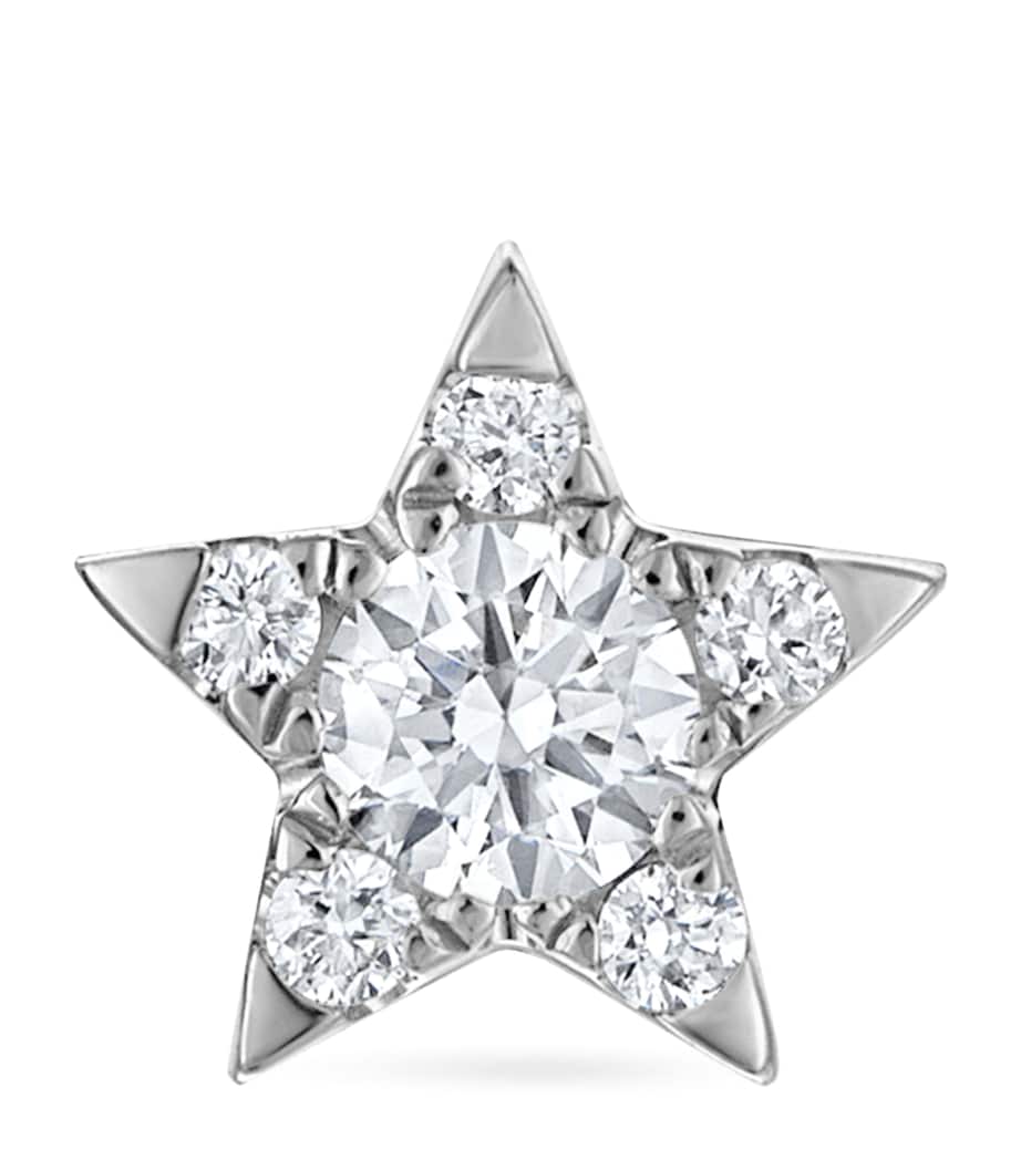 White Gold Diamond Star Threaded Stud Earring (5.5mm) WHITE GOLD Image 4