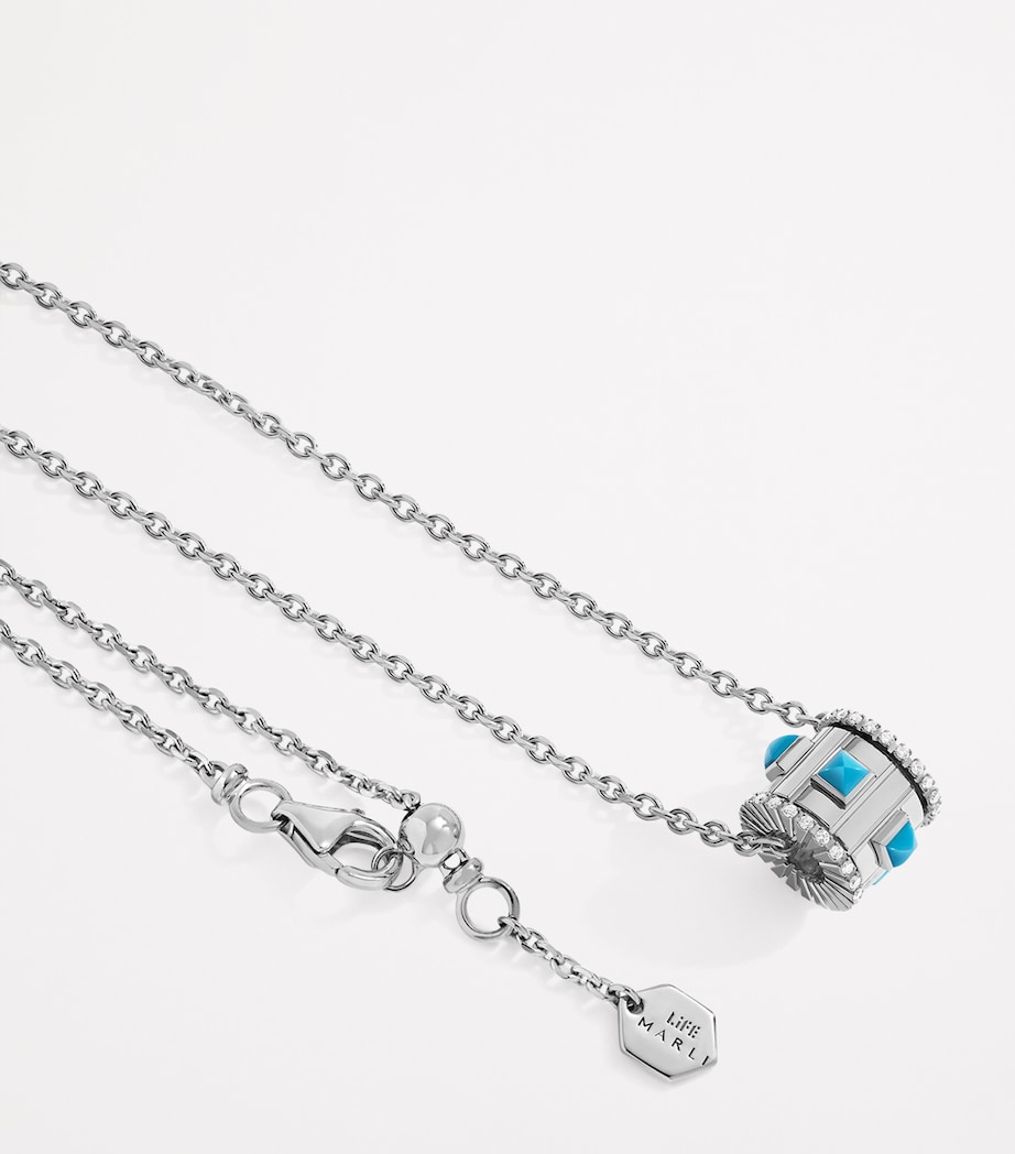 White Gold, Diamond and Turquoise LIFE Necklace WHITE GOLD Image 2