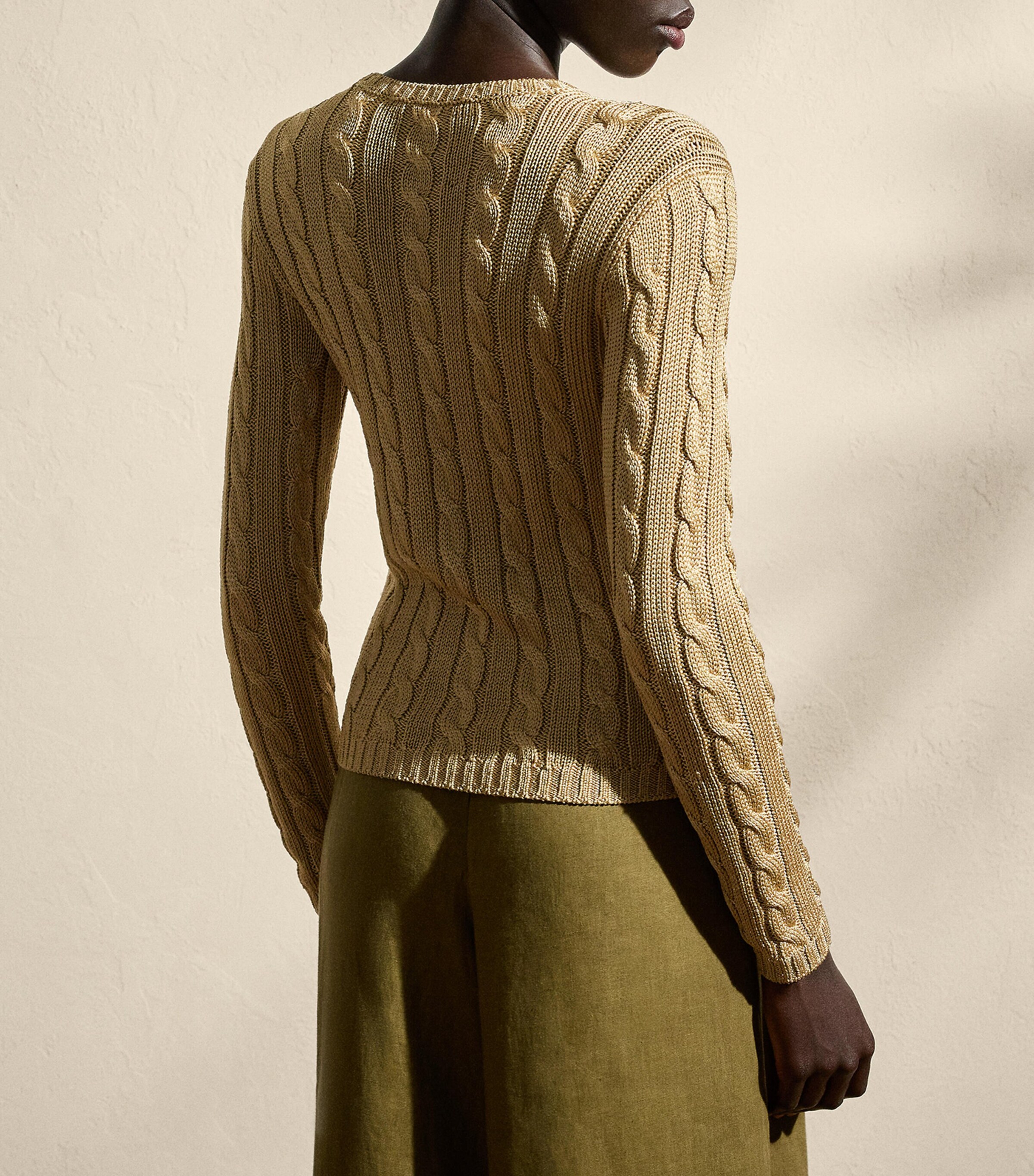 Silk Cable-Knit Sweater LUX TAN Image 4