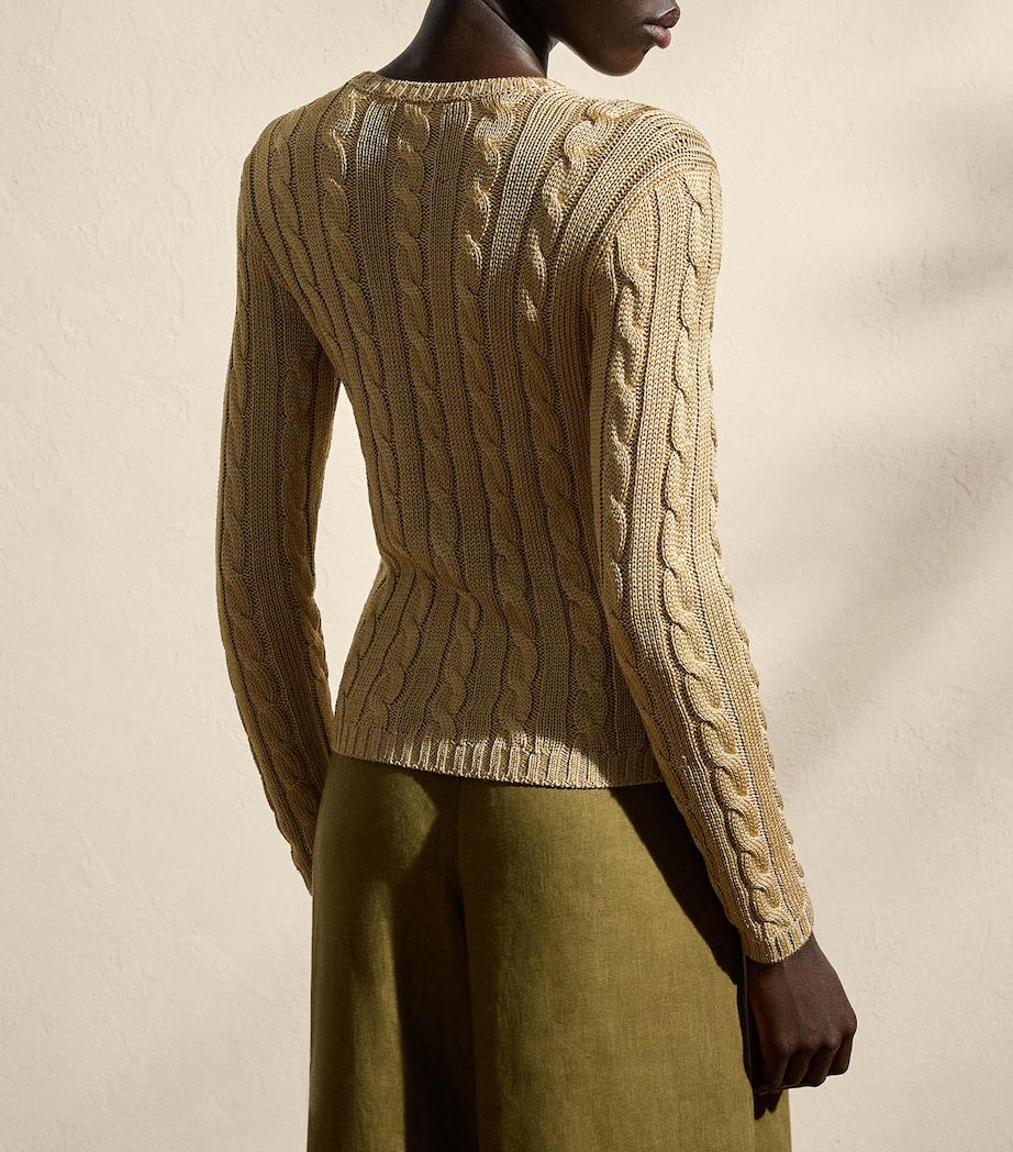 Silk Cable-Knit Sweater LUX TAN Image 4