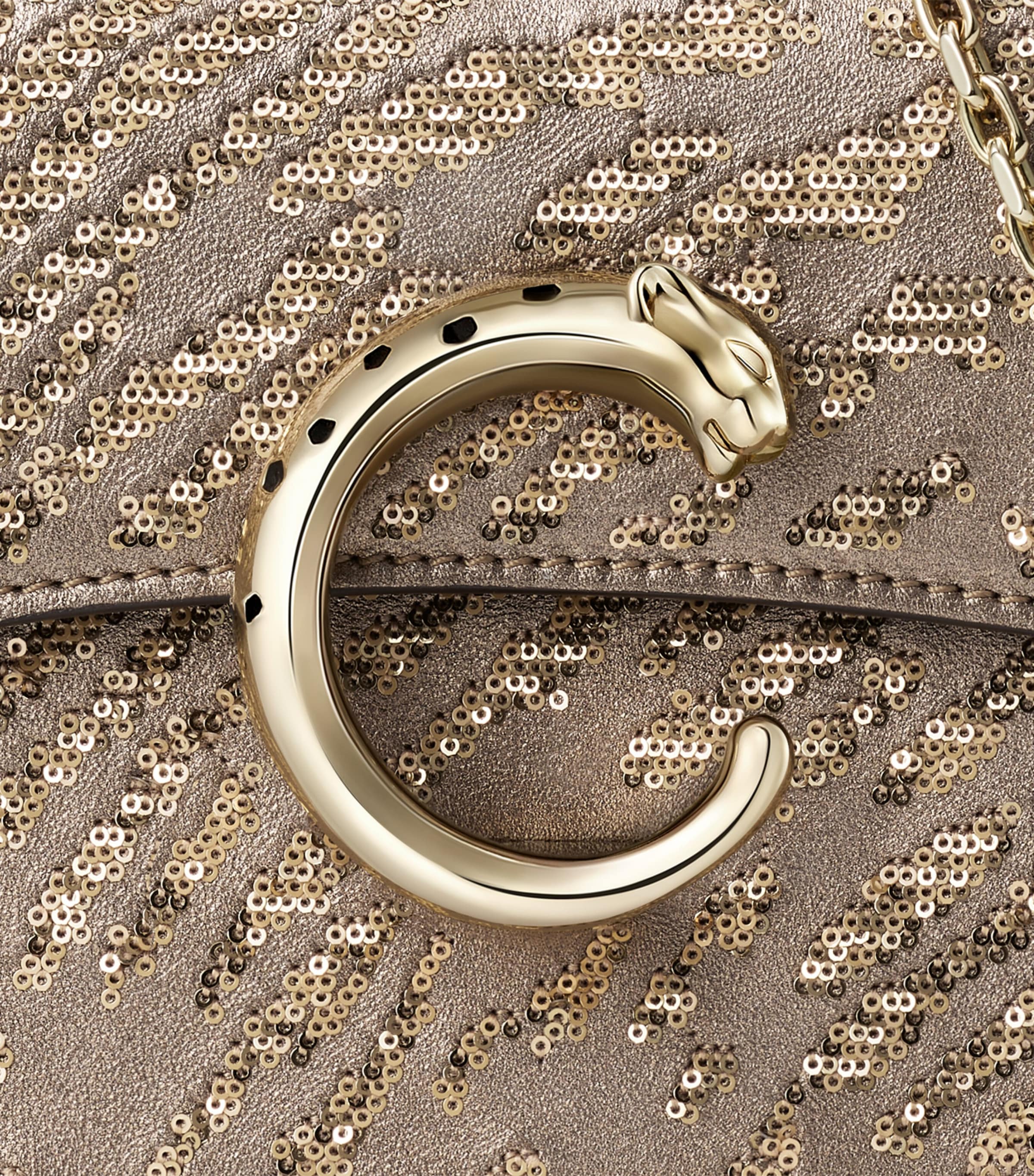 Cartier Mini Sequinned Panthère C de Cartier Chain Bag Gold Image 6