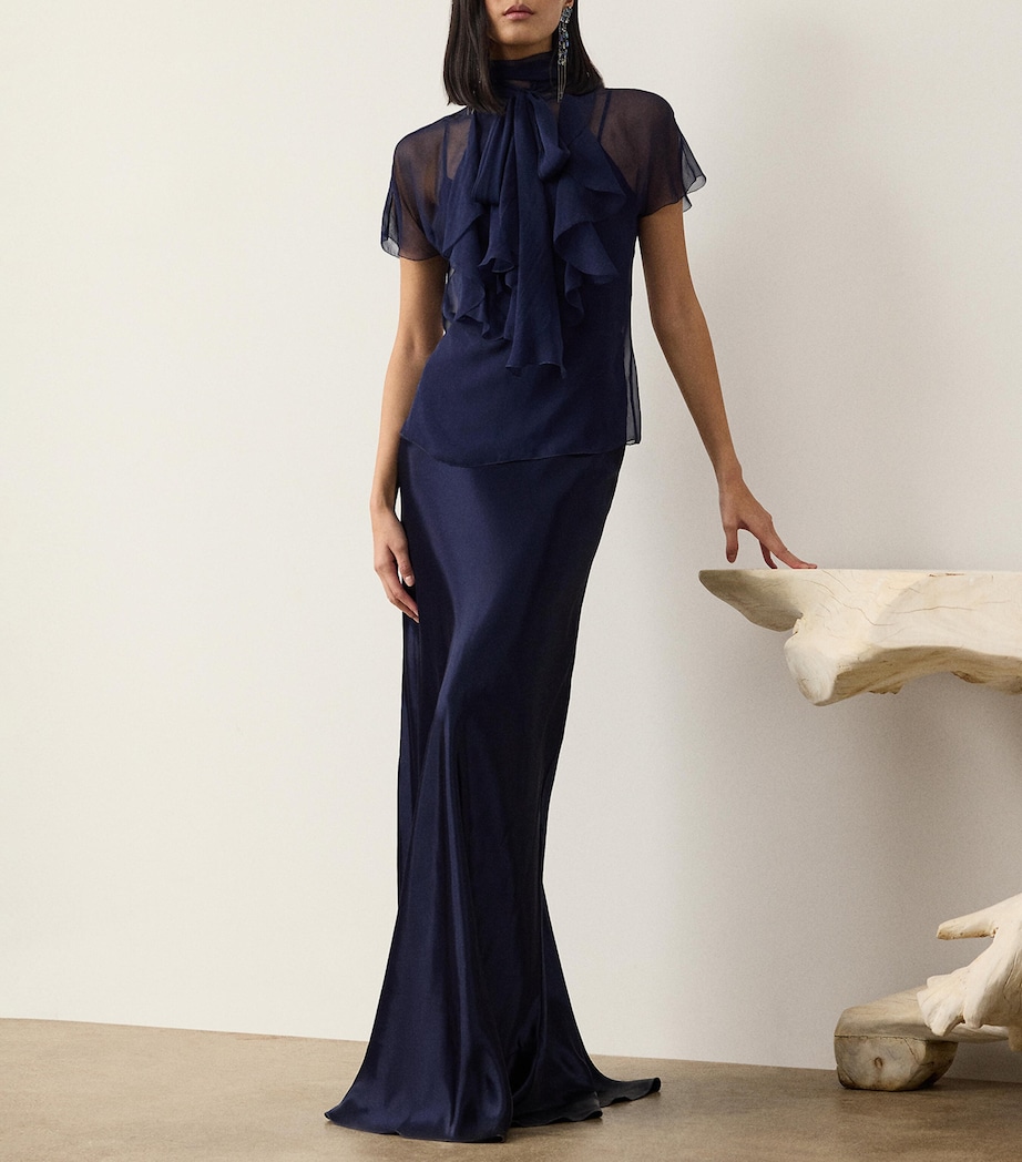 Ralph Lauren Collection Womens Satin Masina Maxi Skirt Lux Navy Image 5