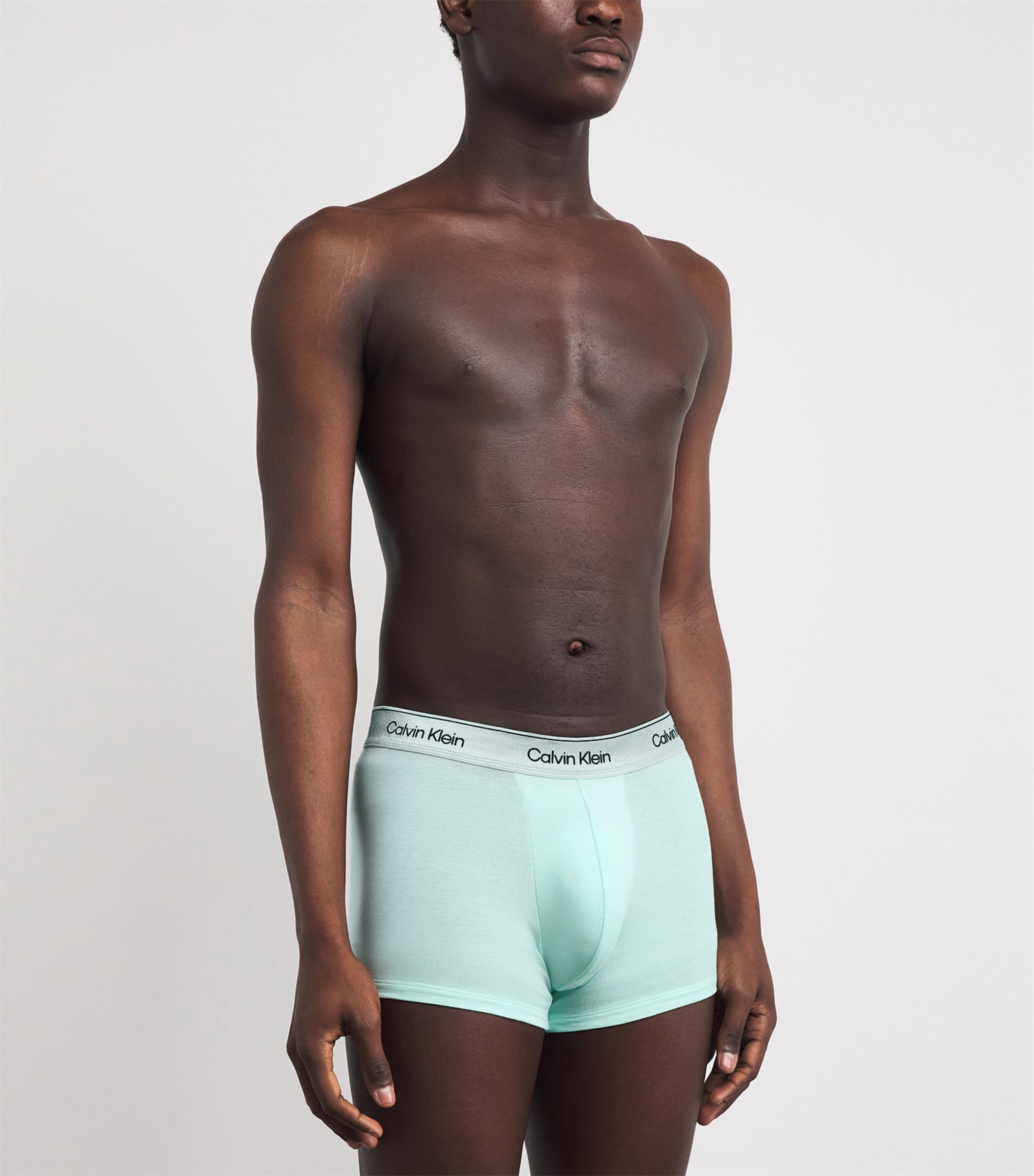 Calvin Klein Mens Cotton Stretch Icon Metallic Boxer Briefs (Pack of 3) Black/turq/mist Image 2