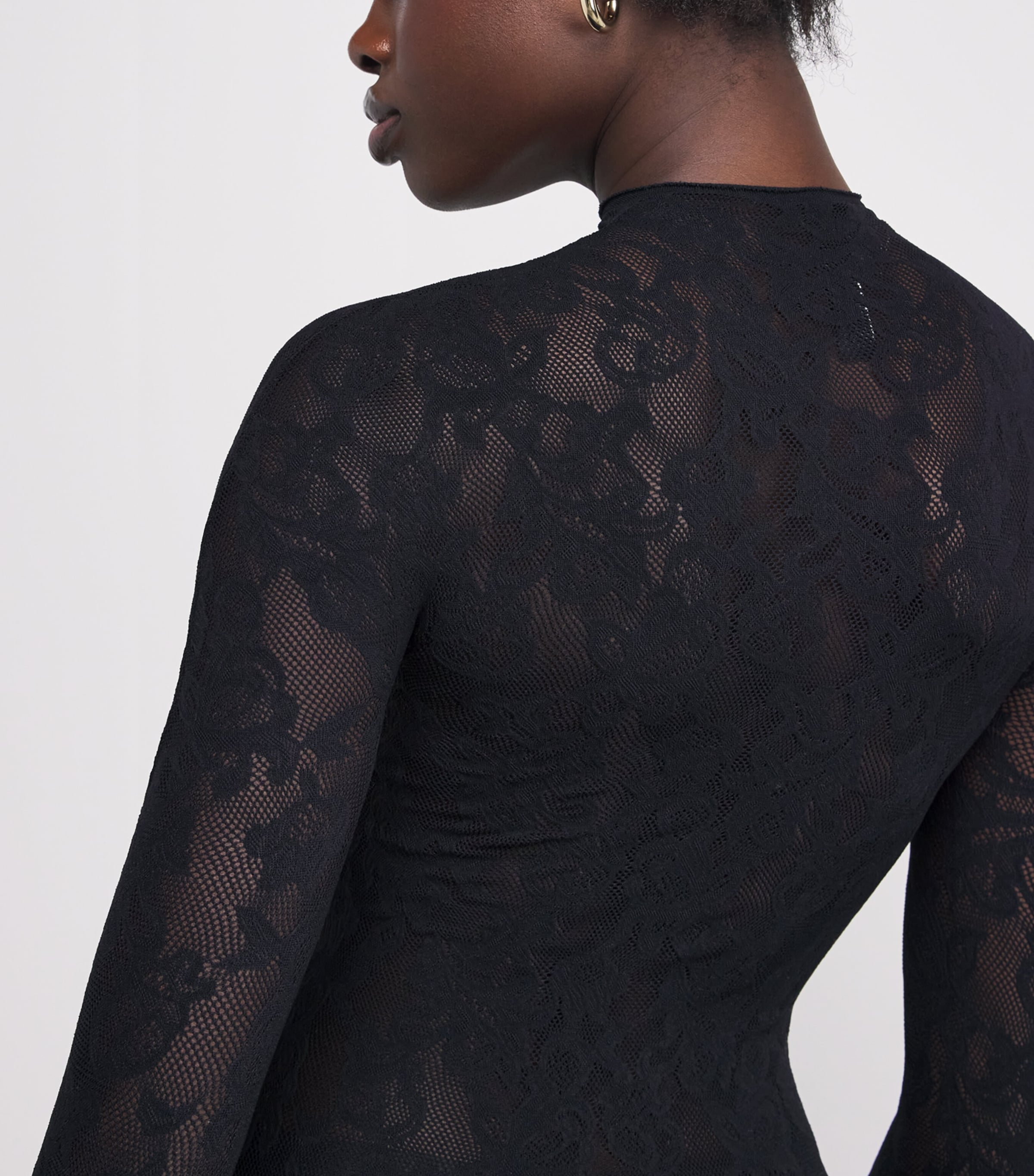 Lace Long-Sleeve Maxi Dress OBSIDIAN Image 4