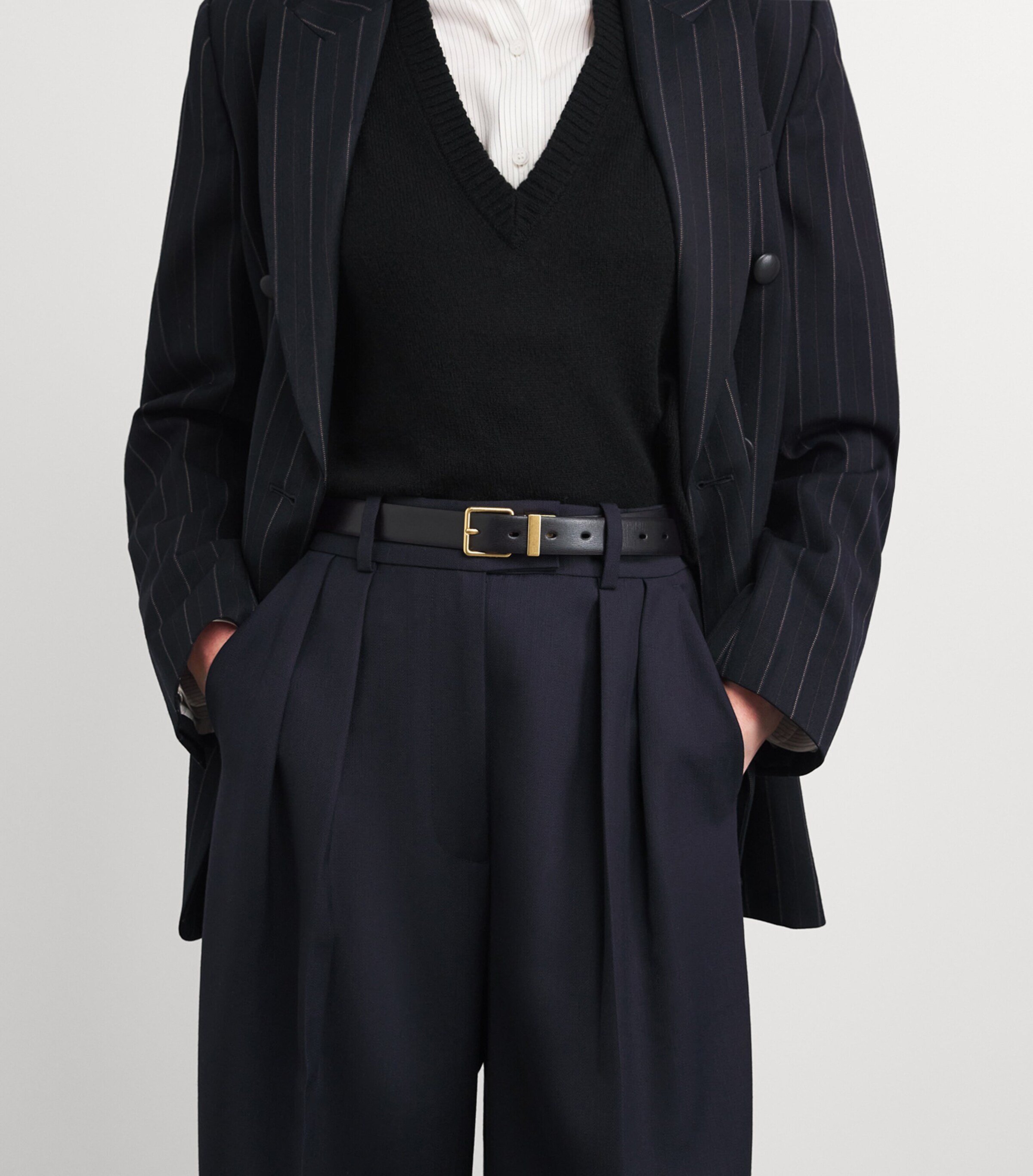 Leather Reversible Belt BLACK/DARK CINNAMON Image 2