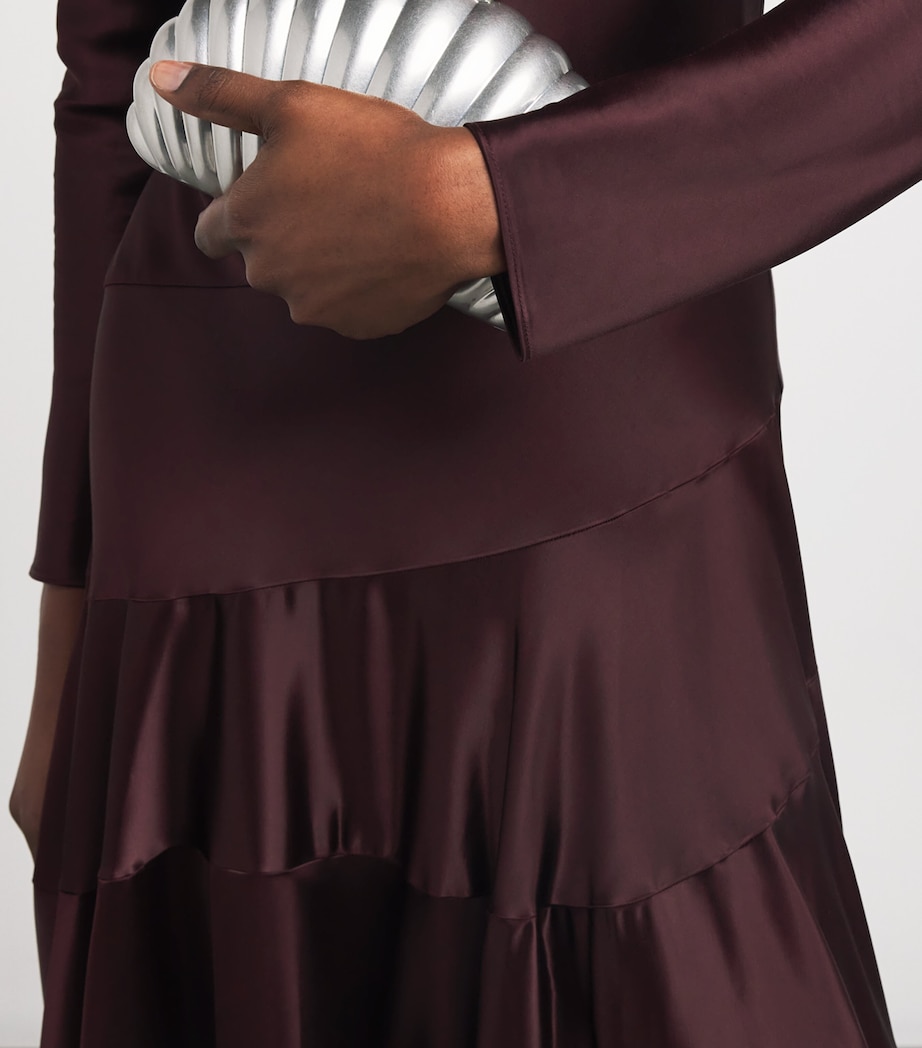 Satin Asymmetric Midi Dress 600 MERLOT Image 6