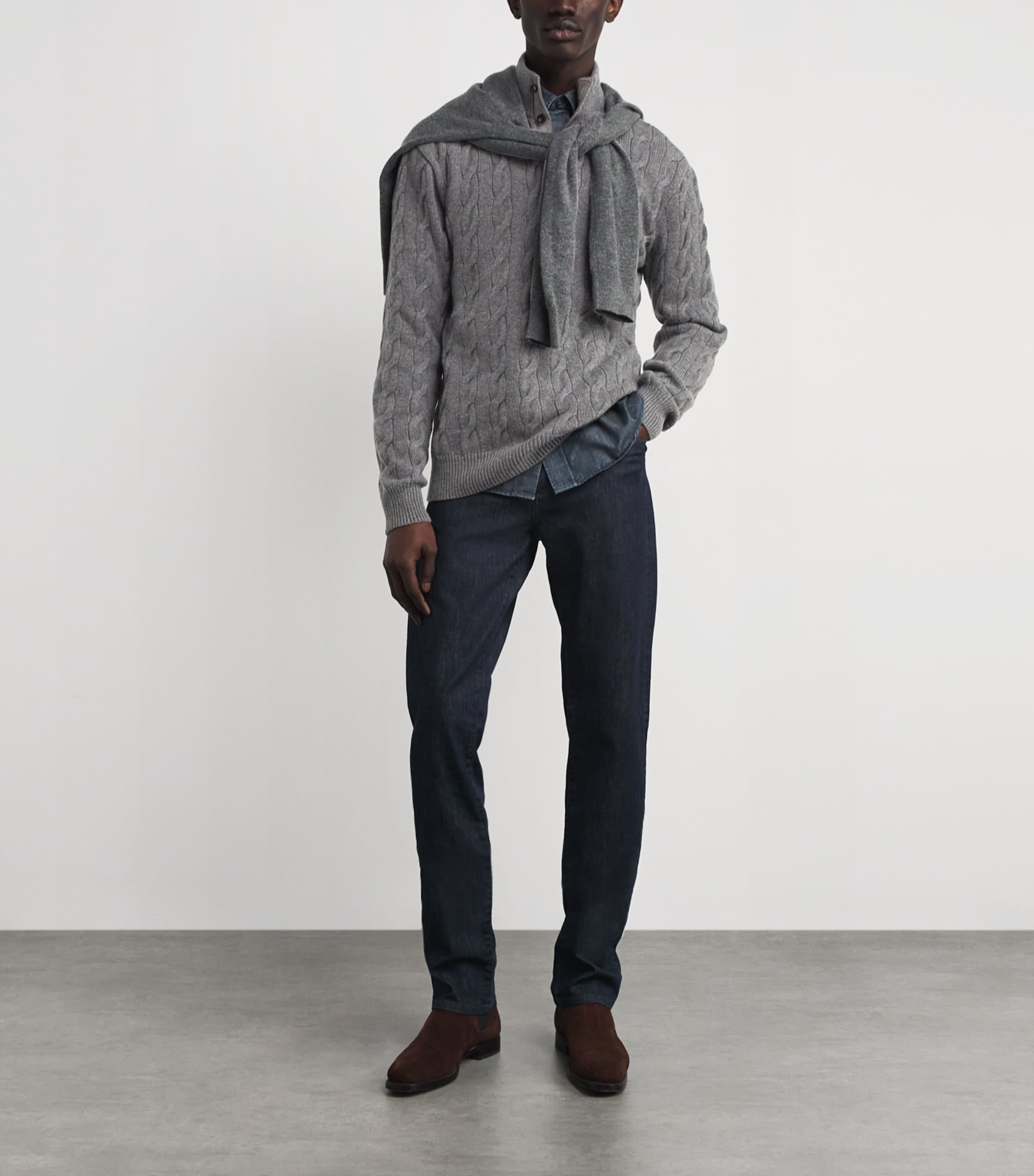 Cashmere Cable-Knit Sweater GREY HTR Image 2
