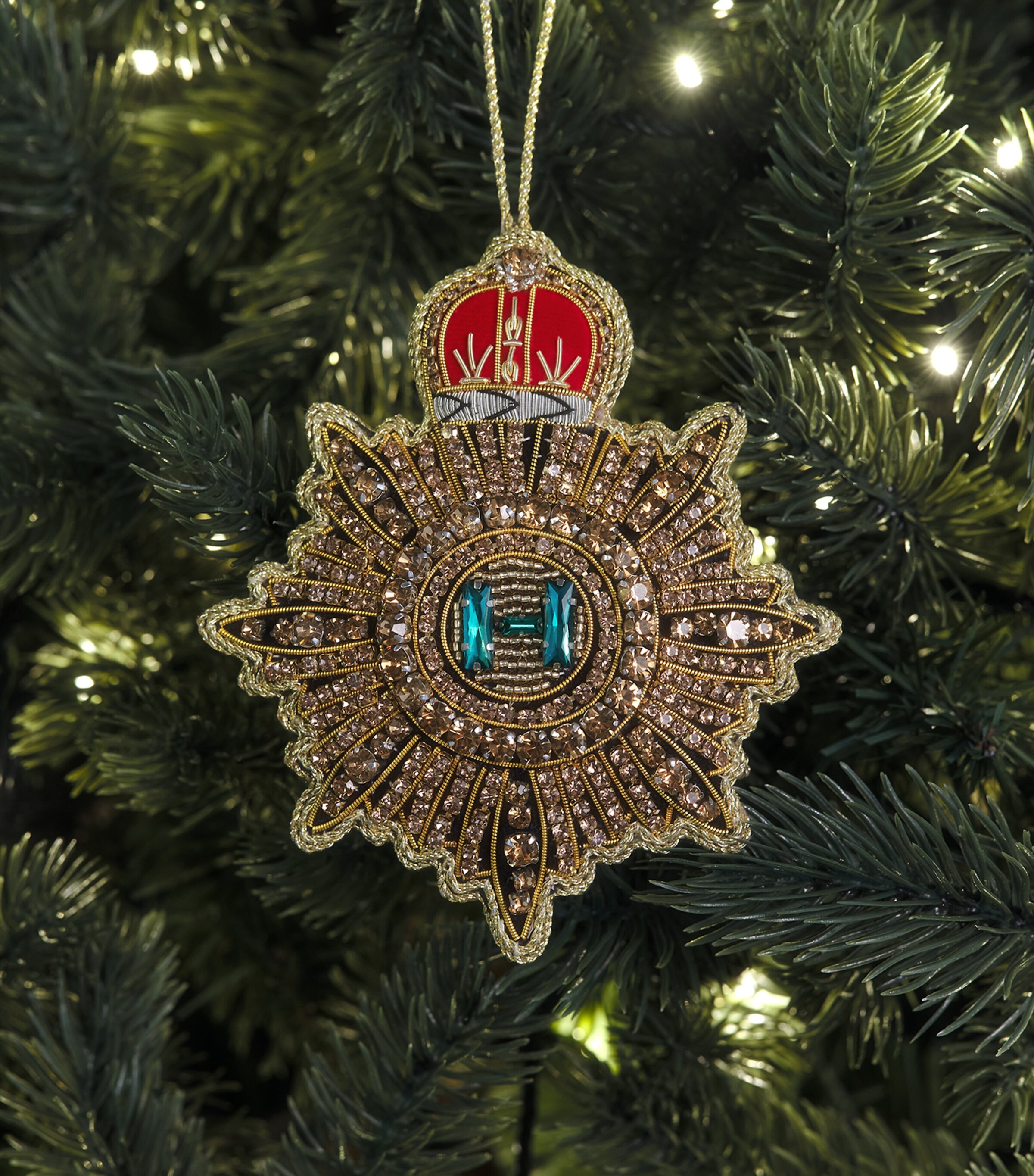 Tinker Tailor Naval Medallion Tree Decoration Navy, Gold & Red Image 3