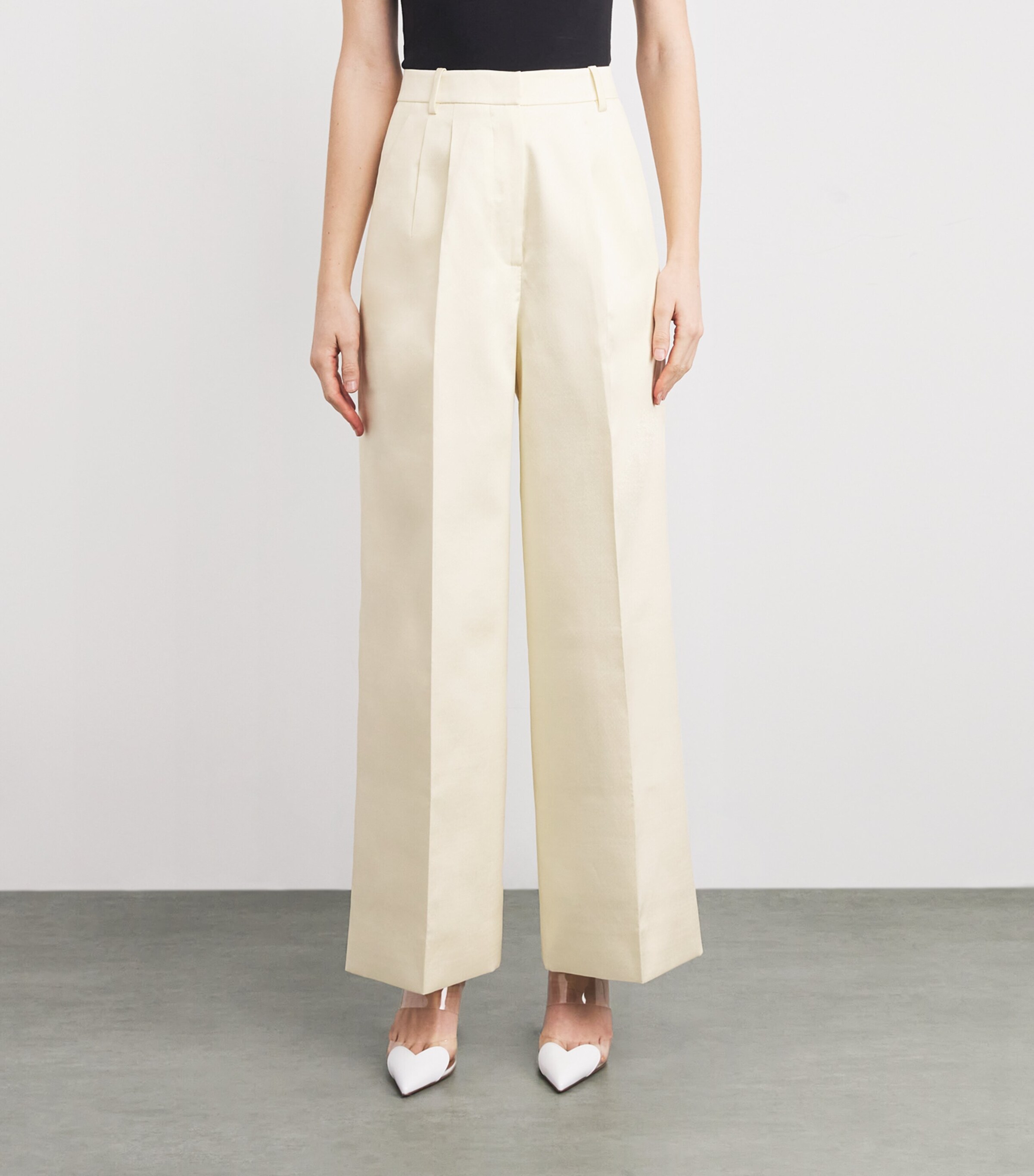 Pleated Wide-Leg Trousers IVORY Image 3
