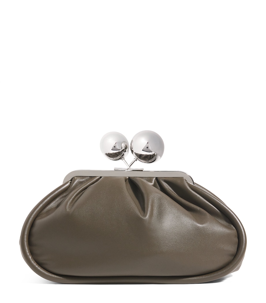 Medium Leather Pasticcino Clutch Bag KAKI Image 1