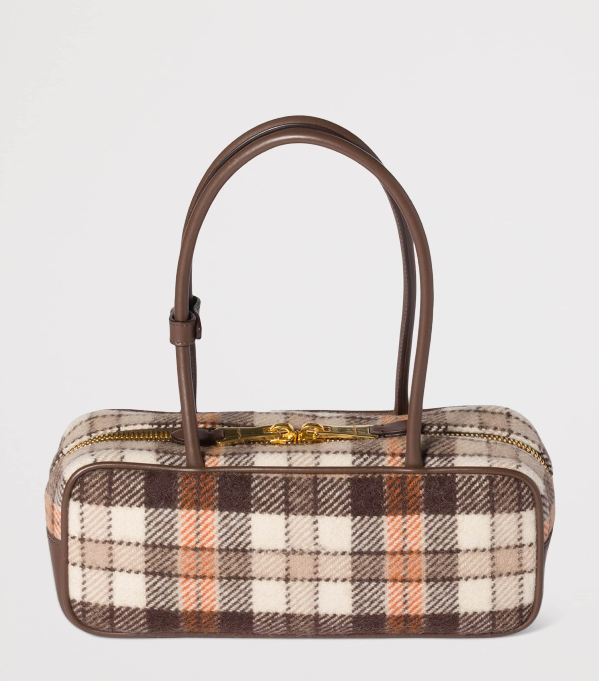 Plaid Leather-Trim Beau Top-Handle Bag F0Z0F Image 3