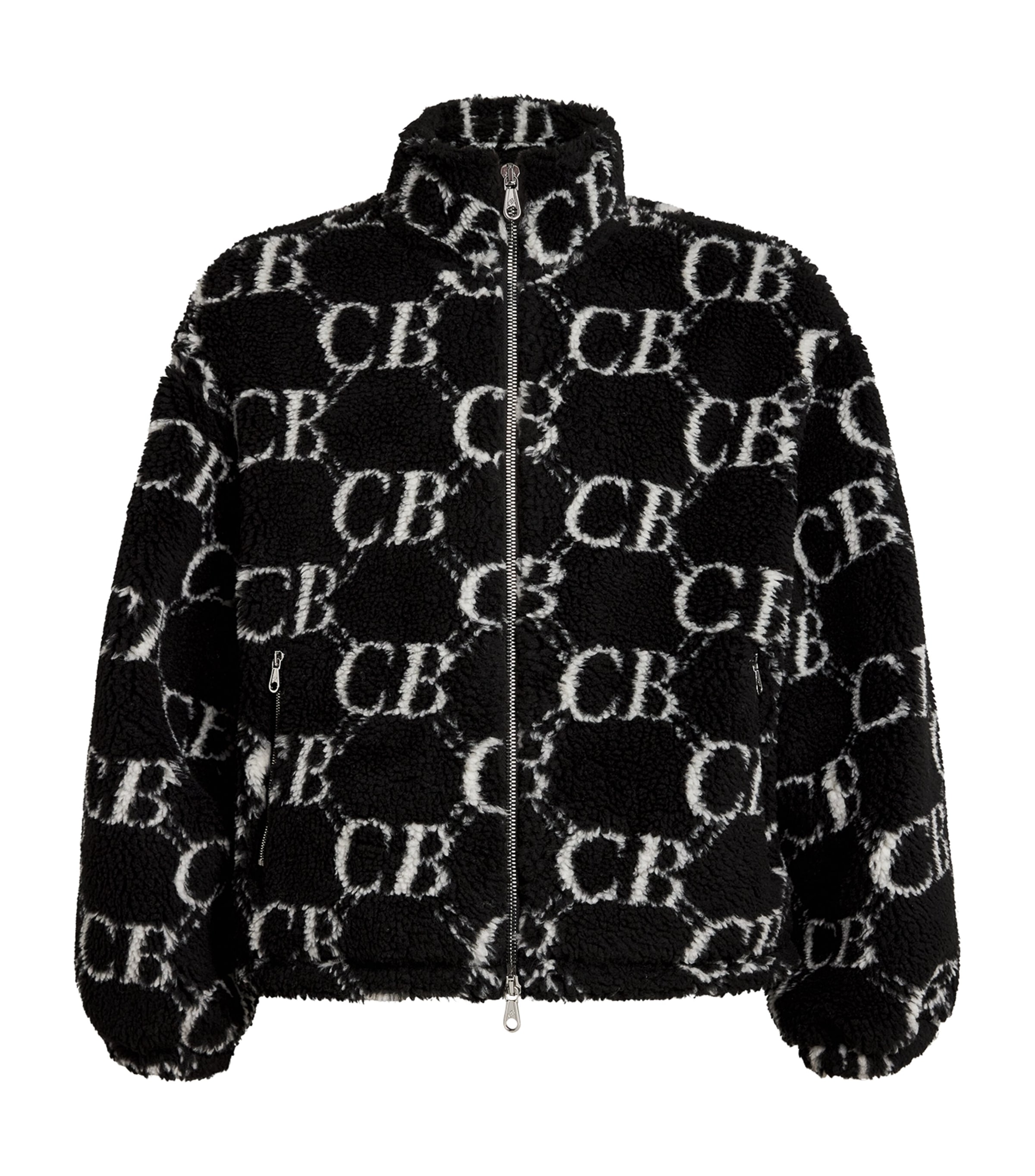 Cole Buxton Monogram Fleece Jacket In Black