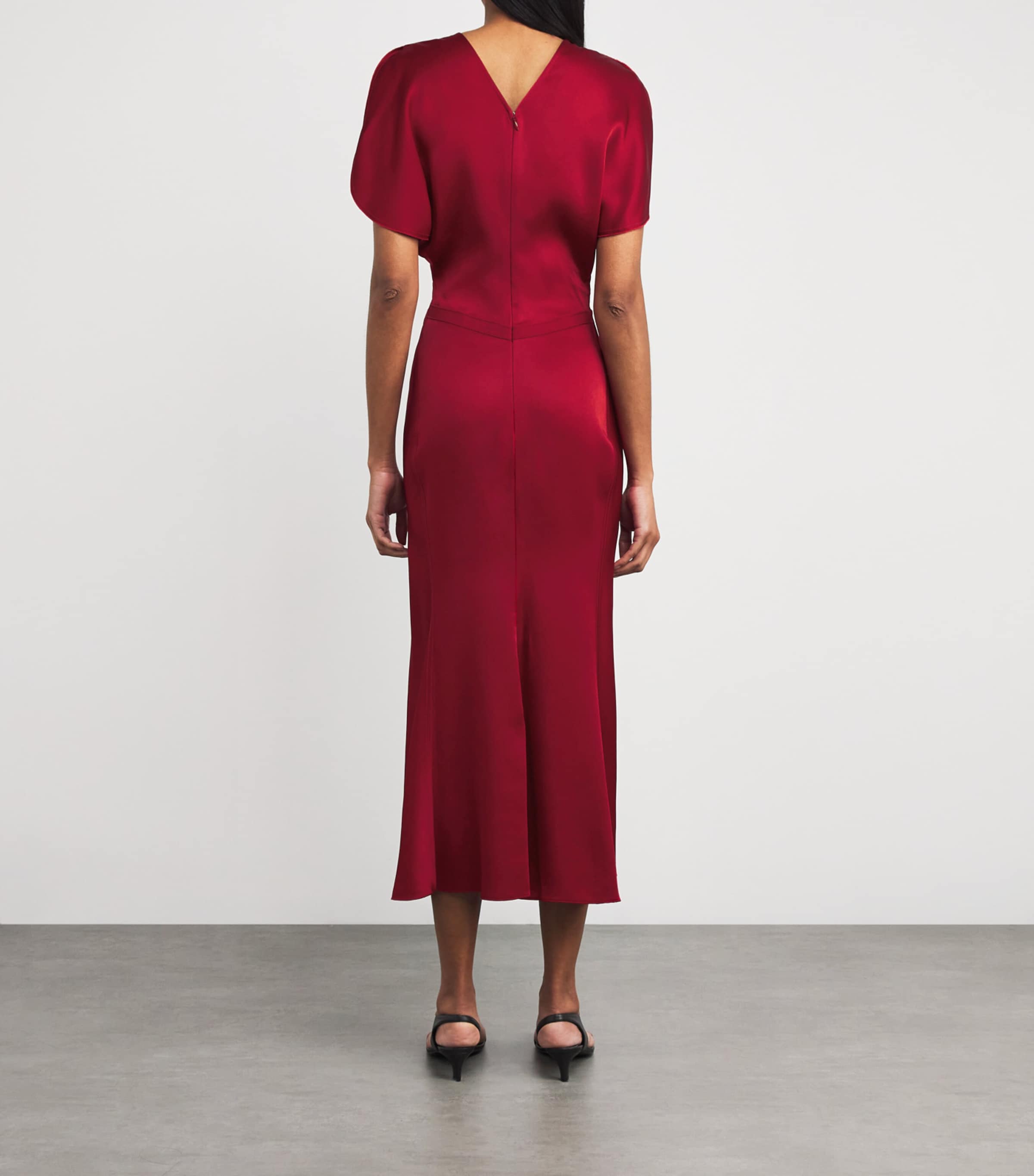 Victoria Beckham Womens Gathered Waist Midi Dress Rose Image 3