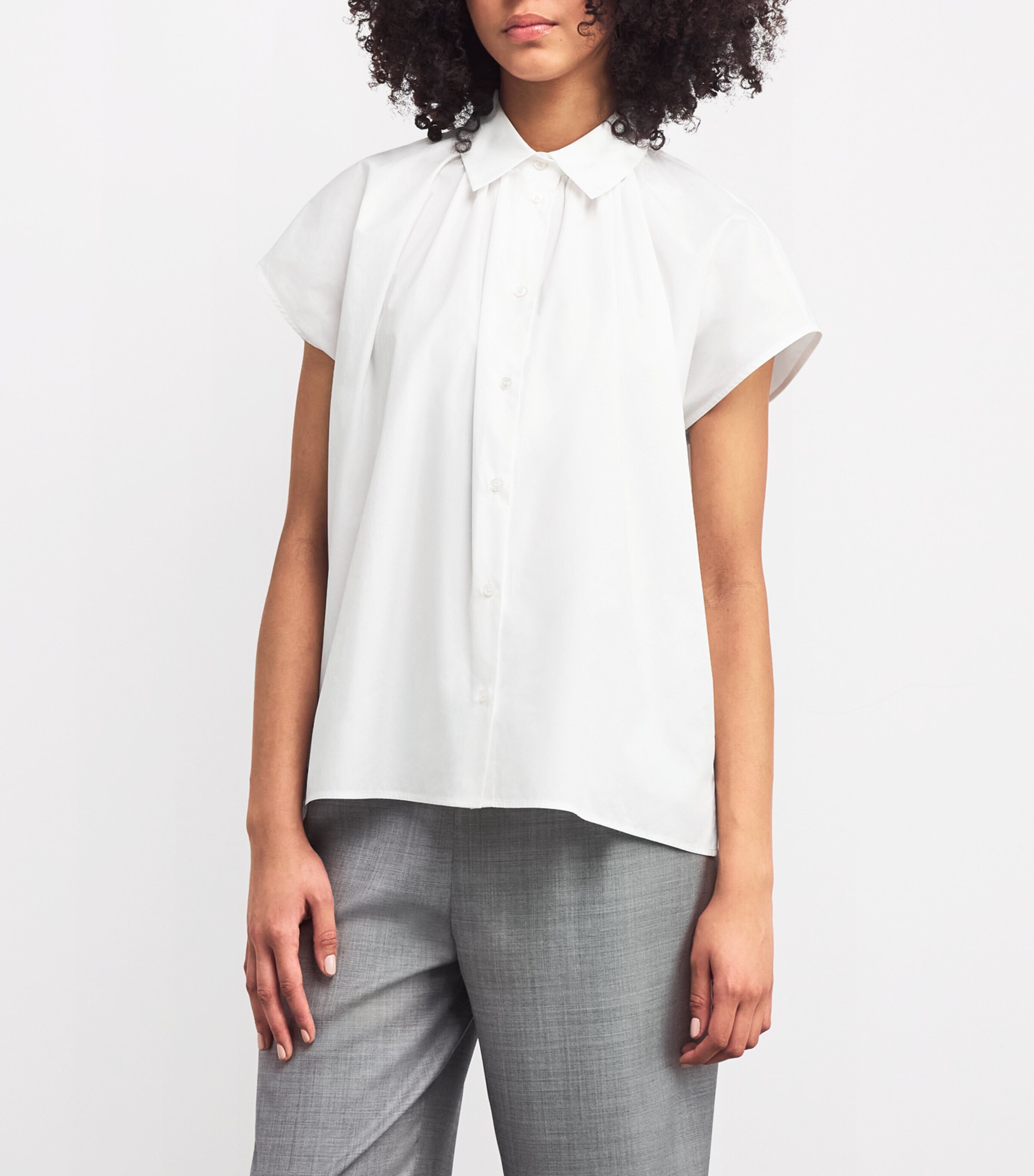Cotton Short-Sleeve Shirt WHITE Image 3