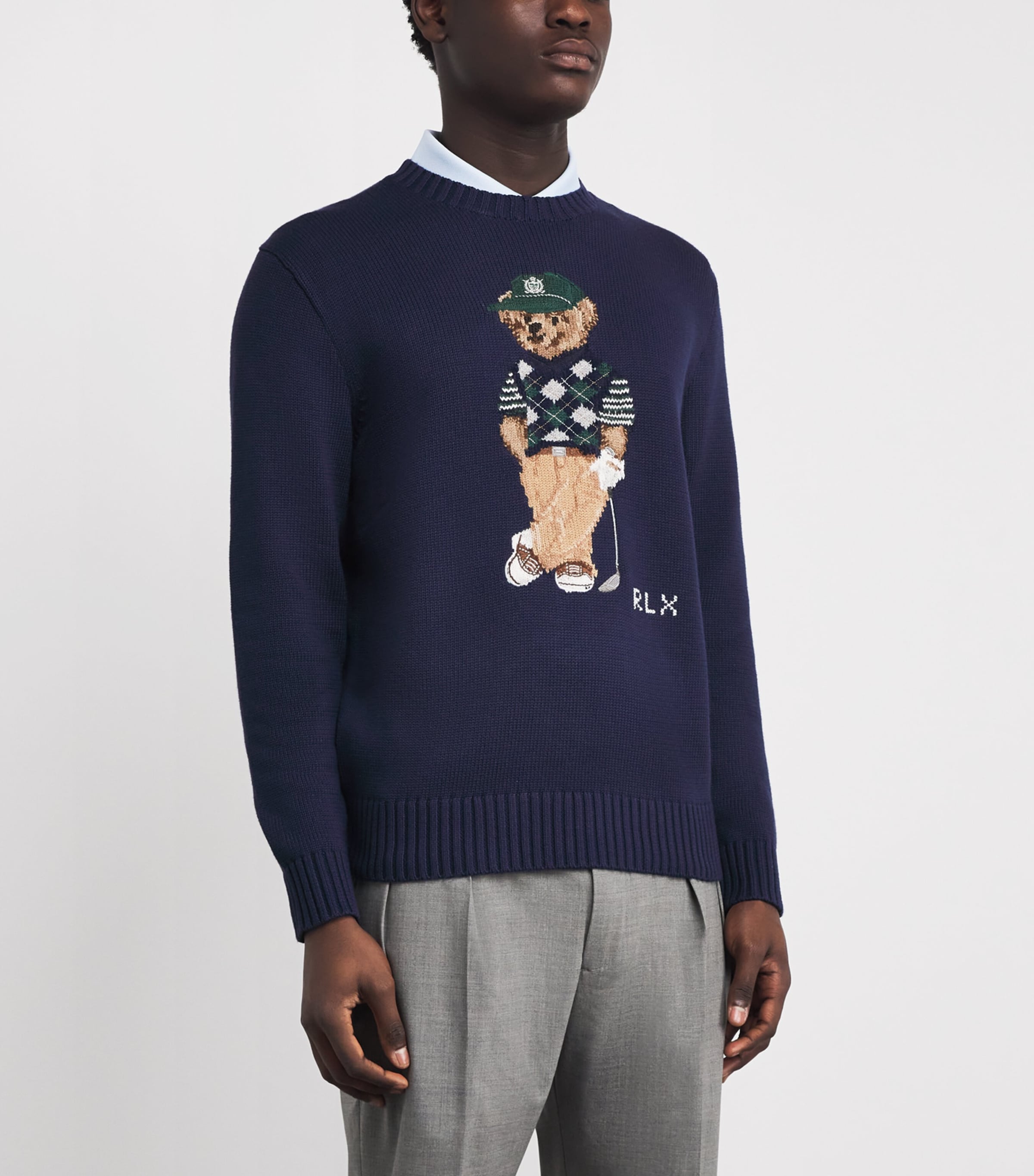 Cotton-Blend Polo Bear Sweater REFINED NAVY Image 3