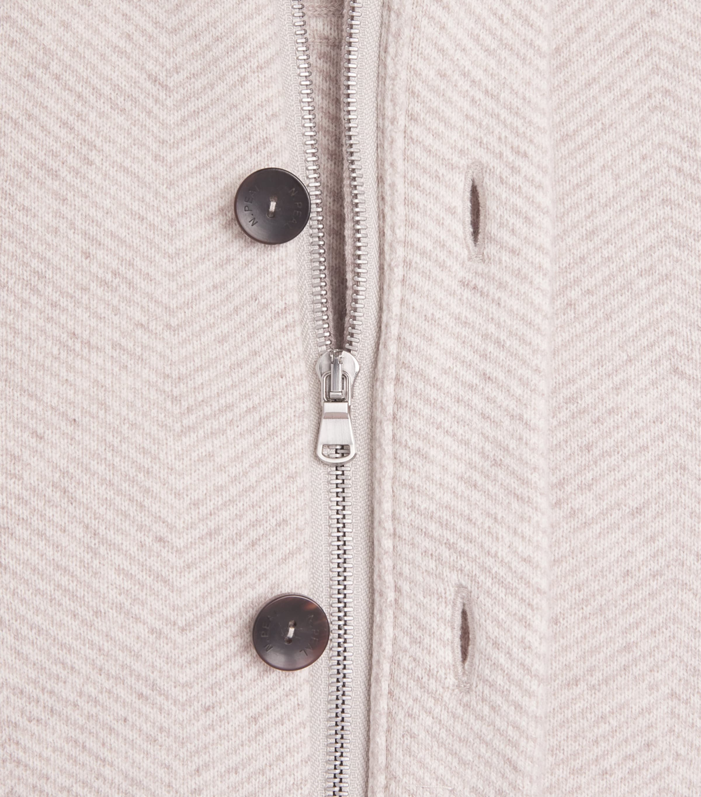 N.Peal Mens Cashmere Herringbone Jacket Sand New Ivory Image 6