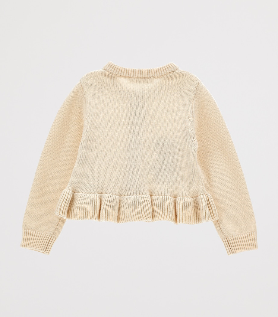 Wool-Cotton Bear Cardigan (3-36 Months) ECRU/CELESTE Image 2