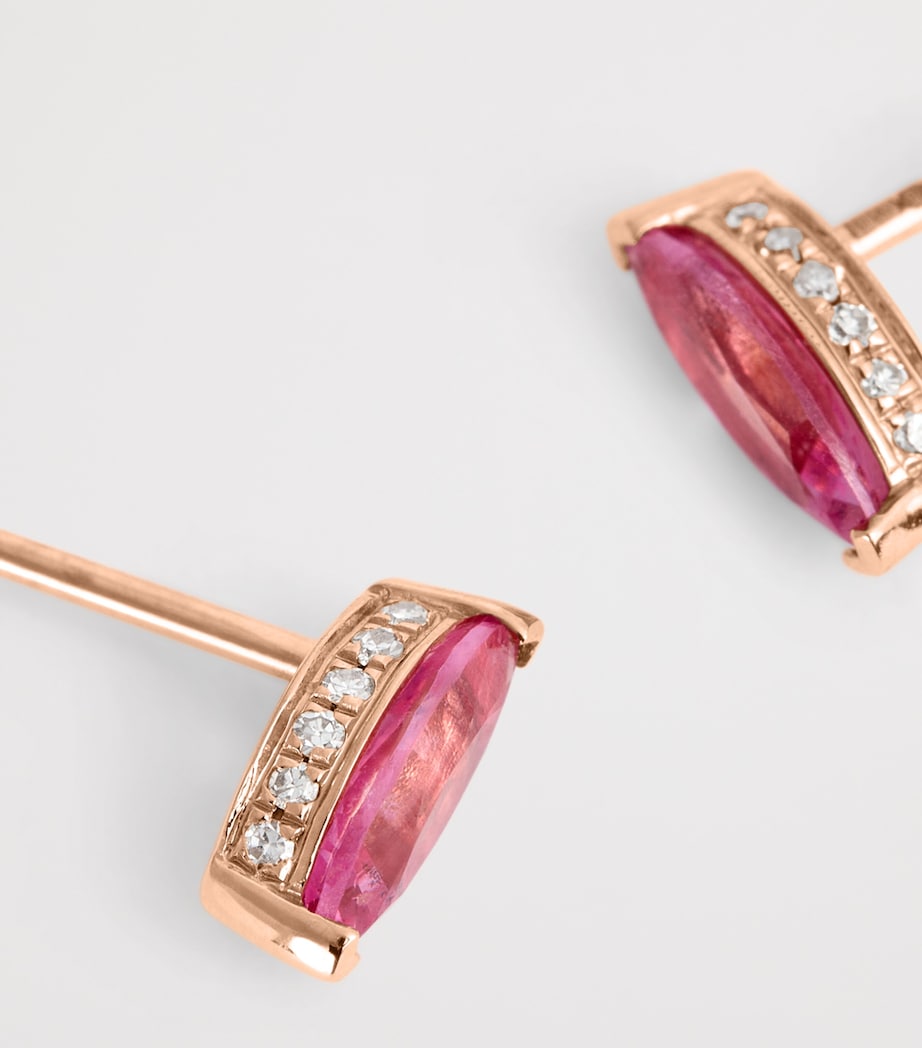 Rose Gold, Diamond and Sapphire Stud Earrings ROSE GOLD Image 5