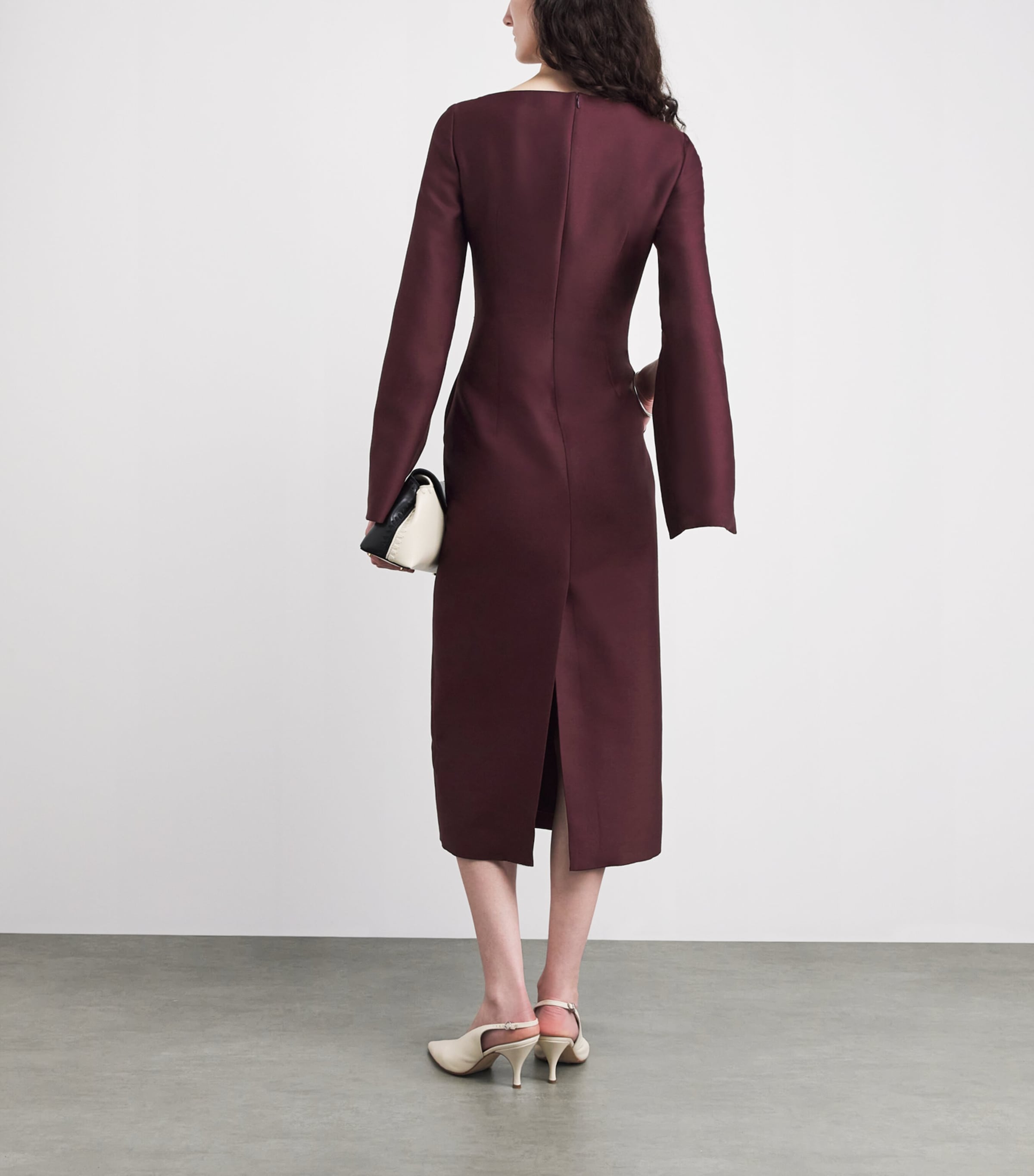 Adam Lippes Womens Wool-Silk Talitha Midi Dress Aubergine Image 4