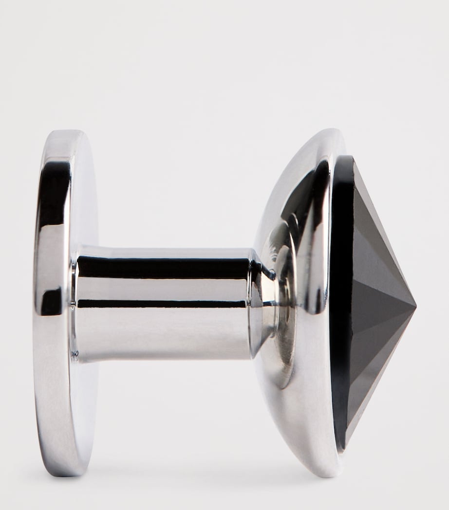 Rhodium-Plated Galileo Stud Cufflinks JET Image 4