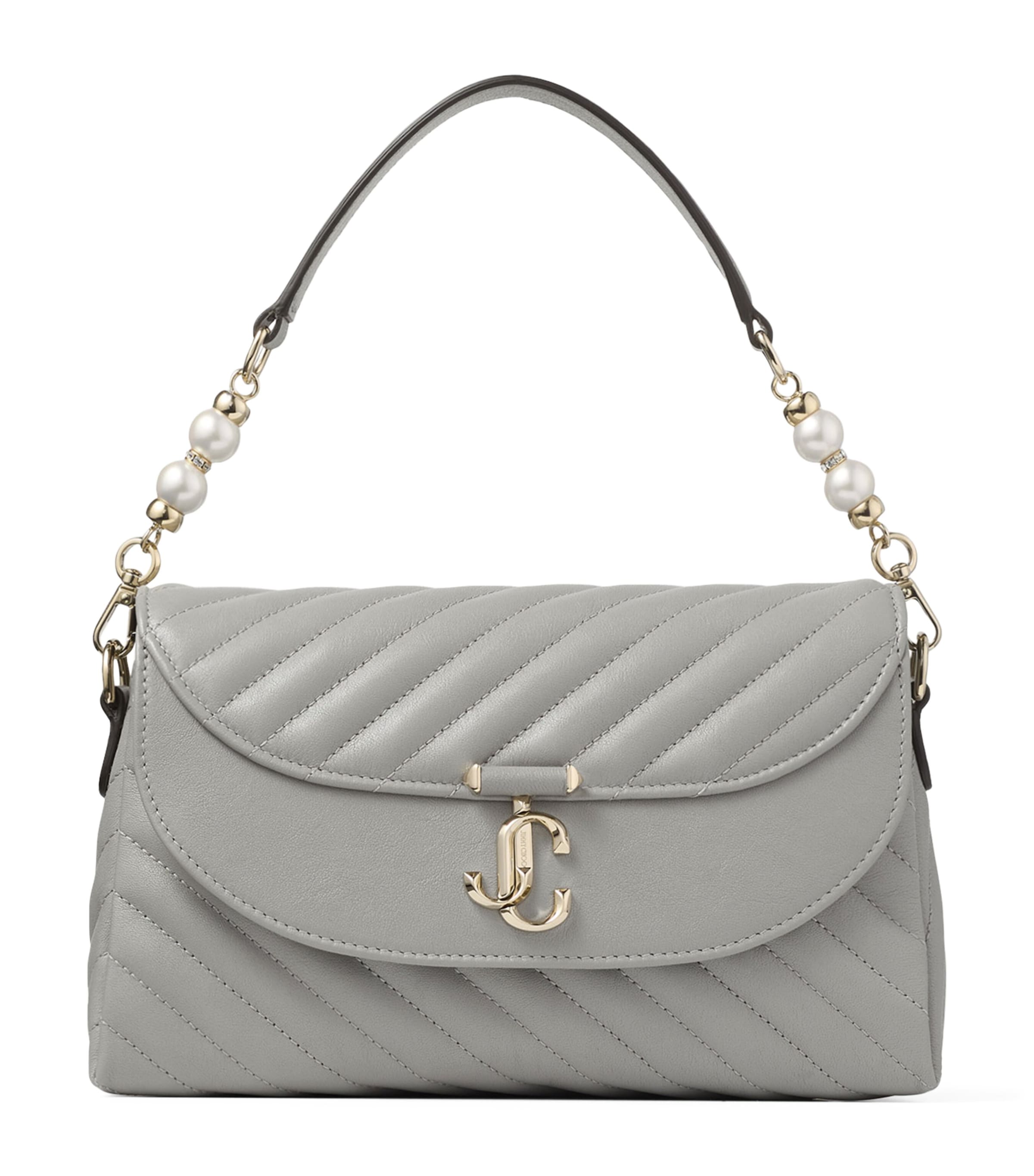 Leather Curve Top-Handle Bag DOVE/SHINY GOLD Image 1