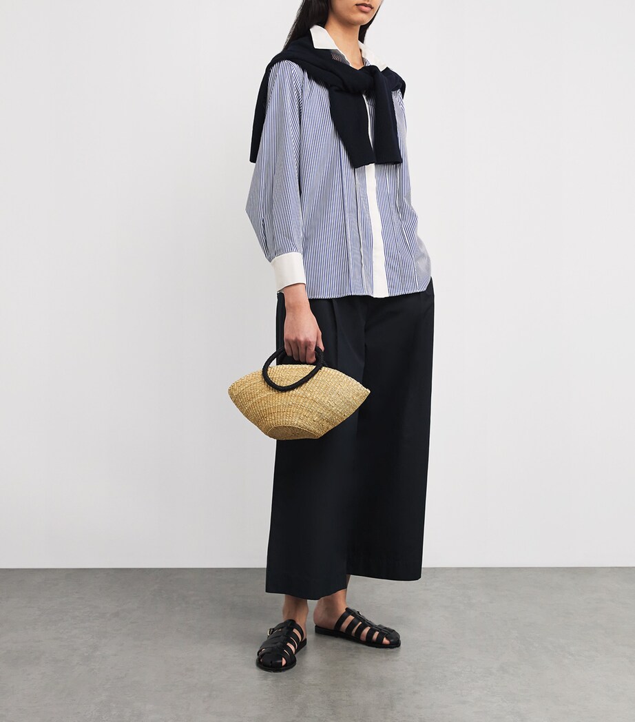 Contrast-Collar Stripe Shirt BLU / WHITE Image 2